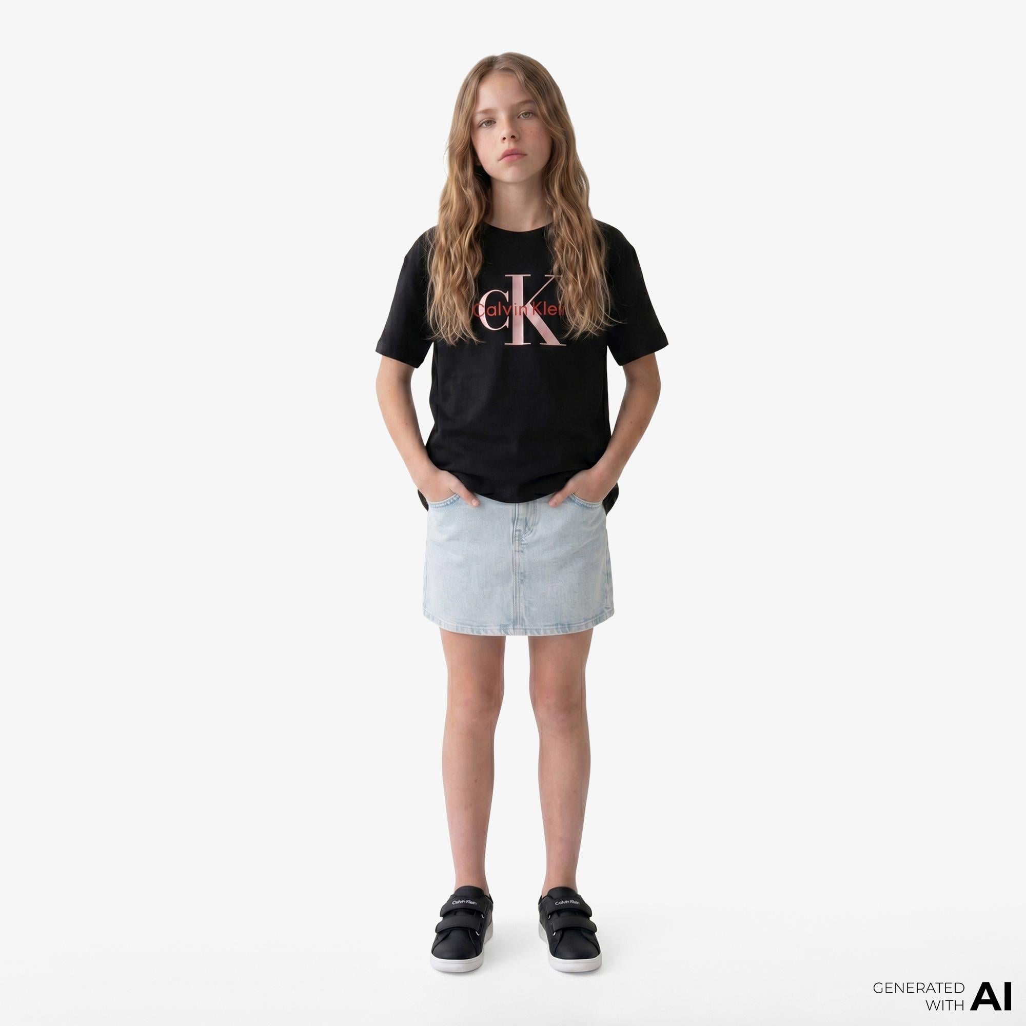 Calvin Klein Seasonal Monologo Çocuk Siyah T-Shirt