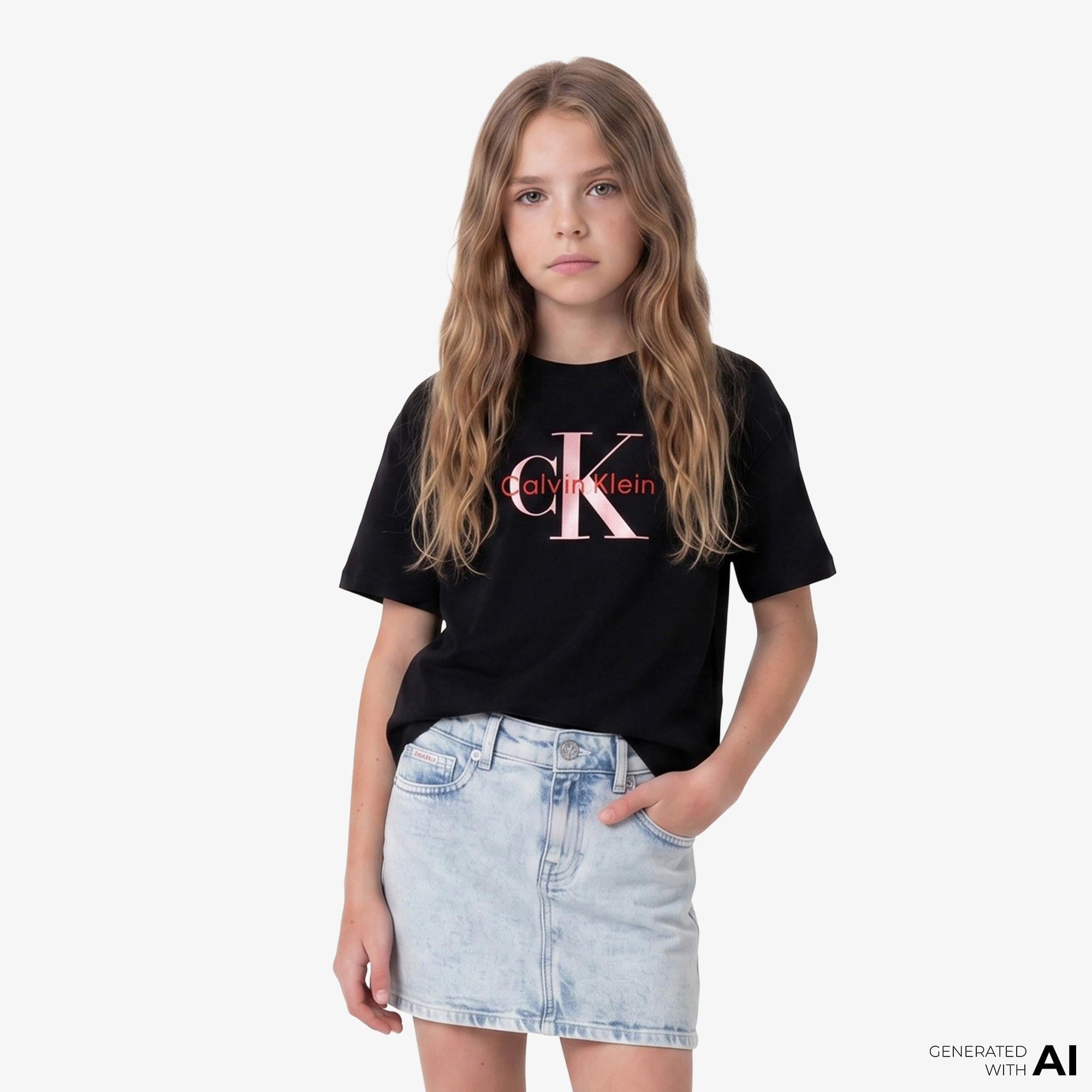 Calvin Klein Seasonal Monologo Çocuk Siyah T-Shirt