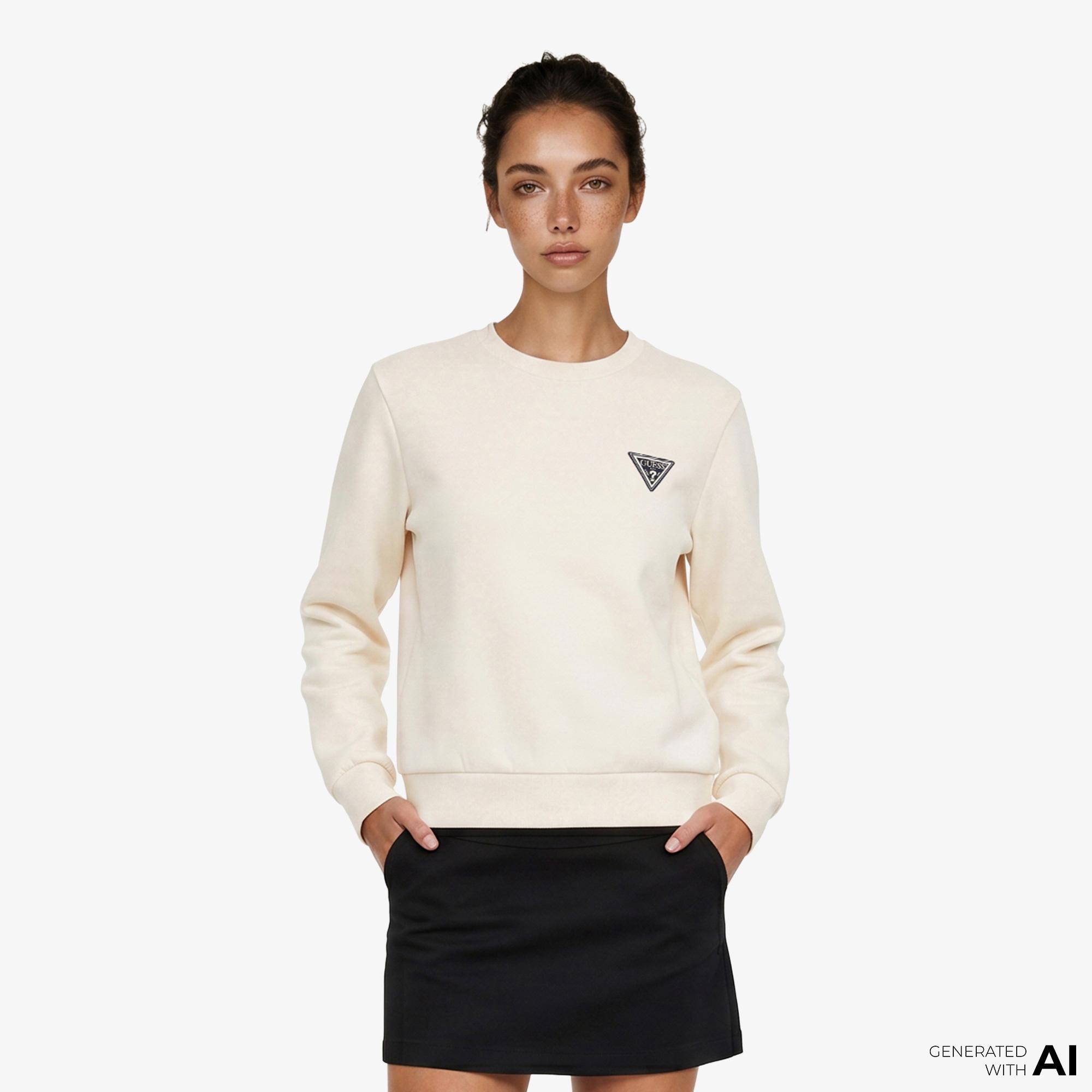 Guess Kadın Krem Sweatshirt