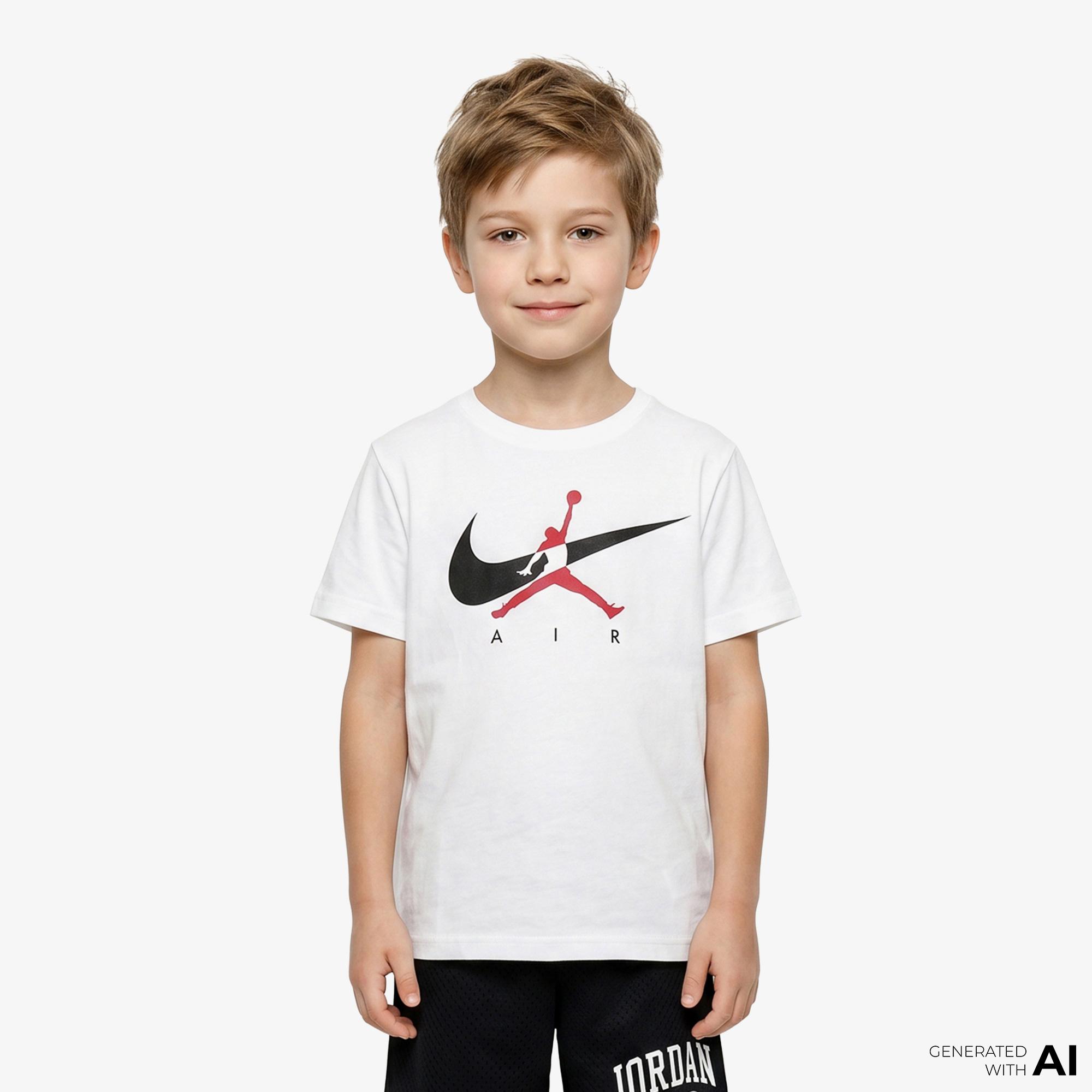 Jordan Jumpman Swoosh Intersectio Erkek Çocuk Beyaz T-Shirt