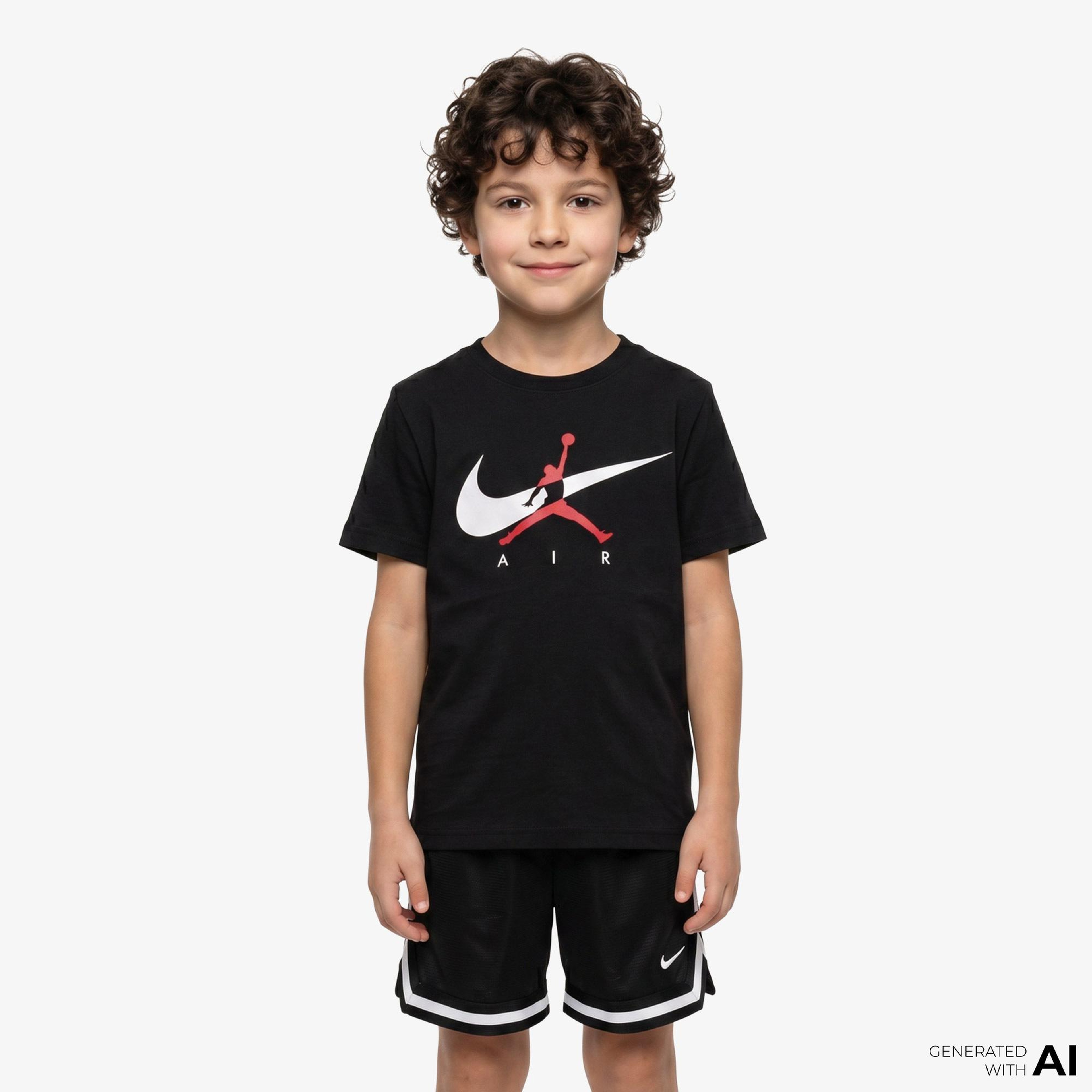 Jordan Jumpman Swoosh Intersectio Erkek Çocuk Siyah T-Shirt