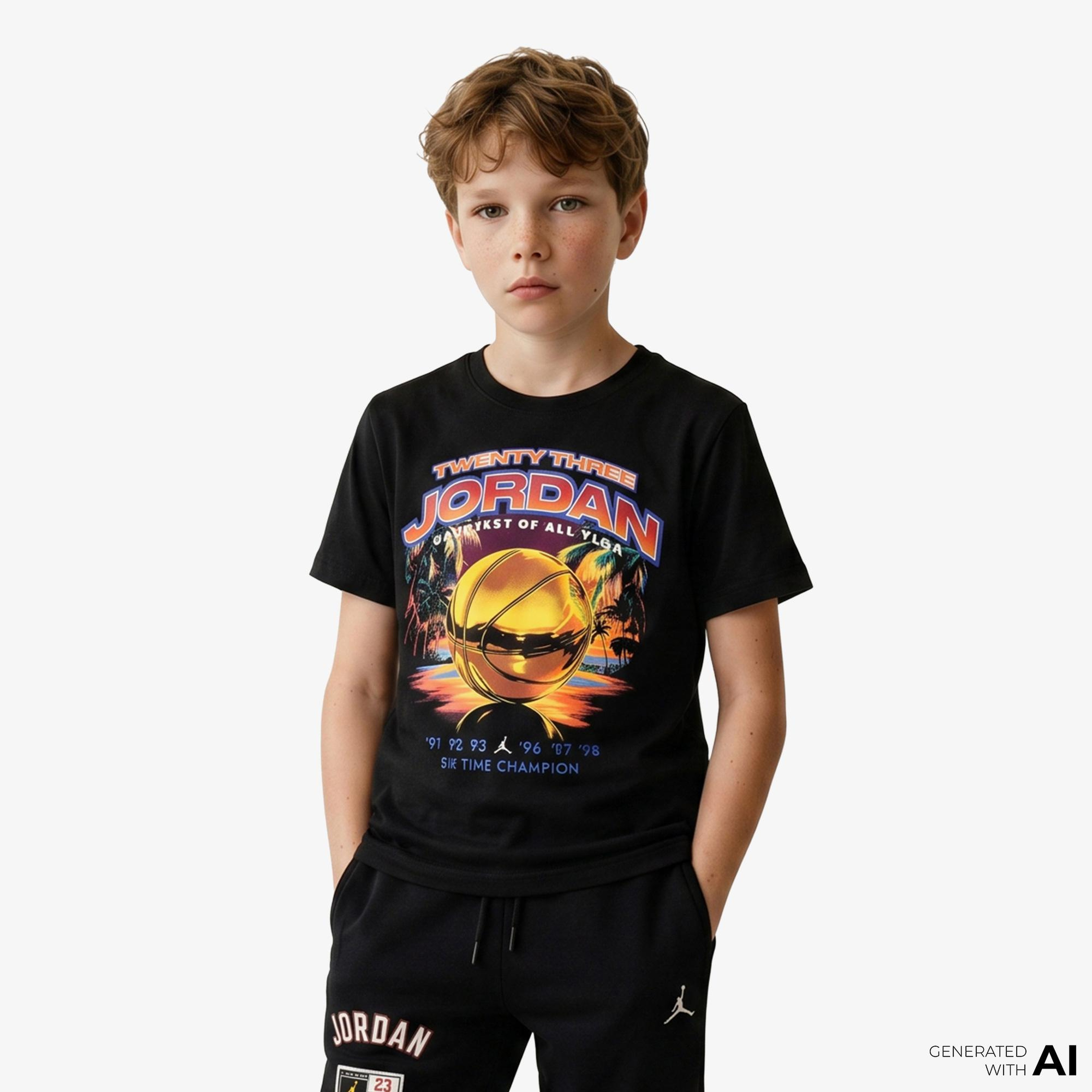 Jordan Venice Beach Hoops Erkek Çocuk Siyah T-Shirt