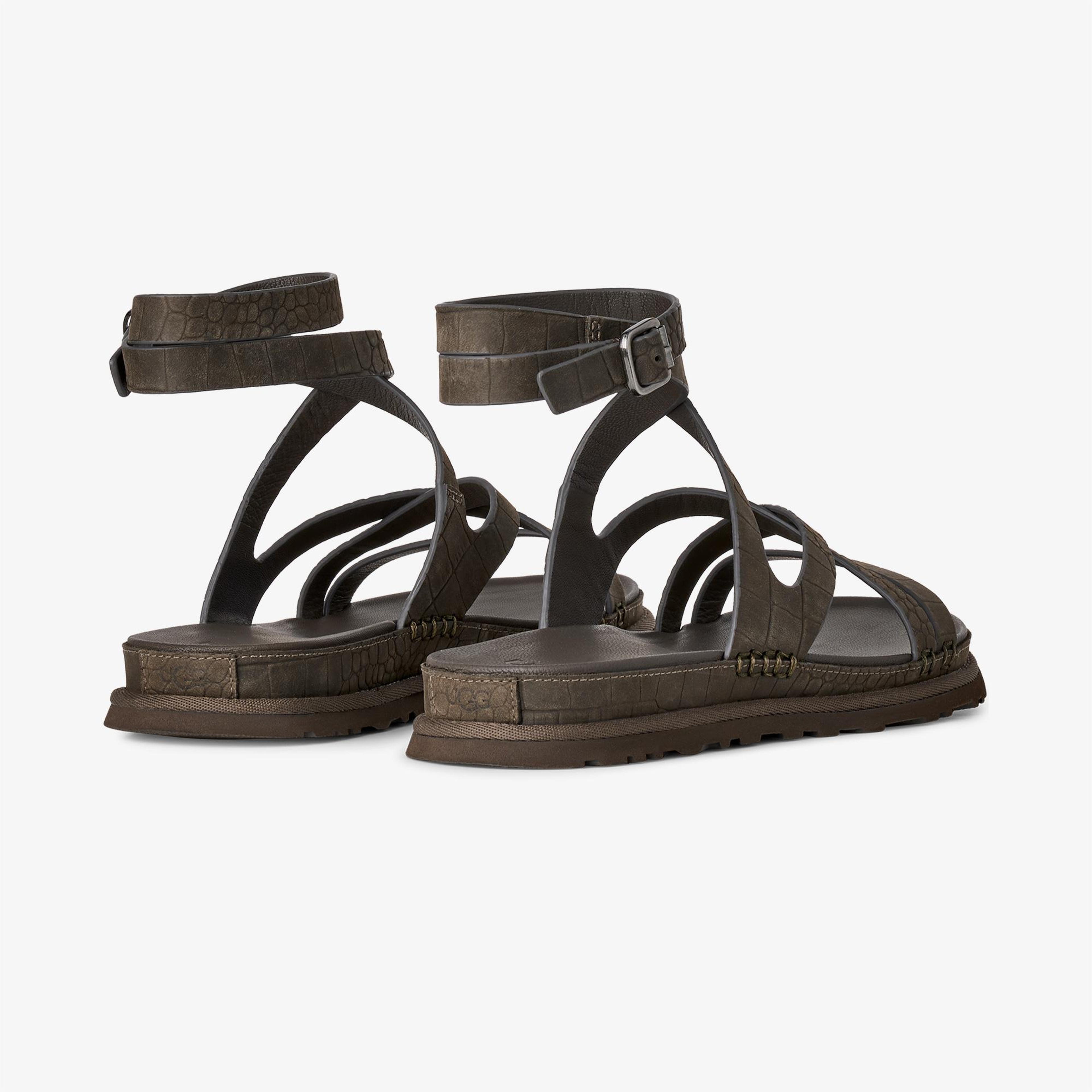 UGG Goldengaze Embossed Ankle Wrap Kadın Siyah Sandalet