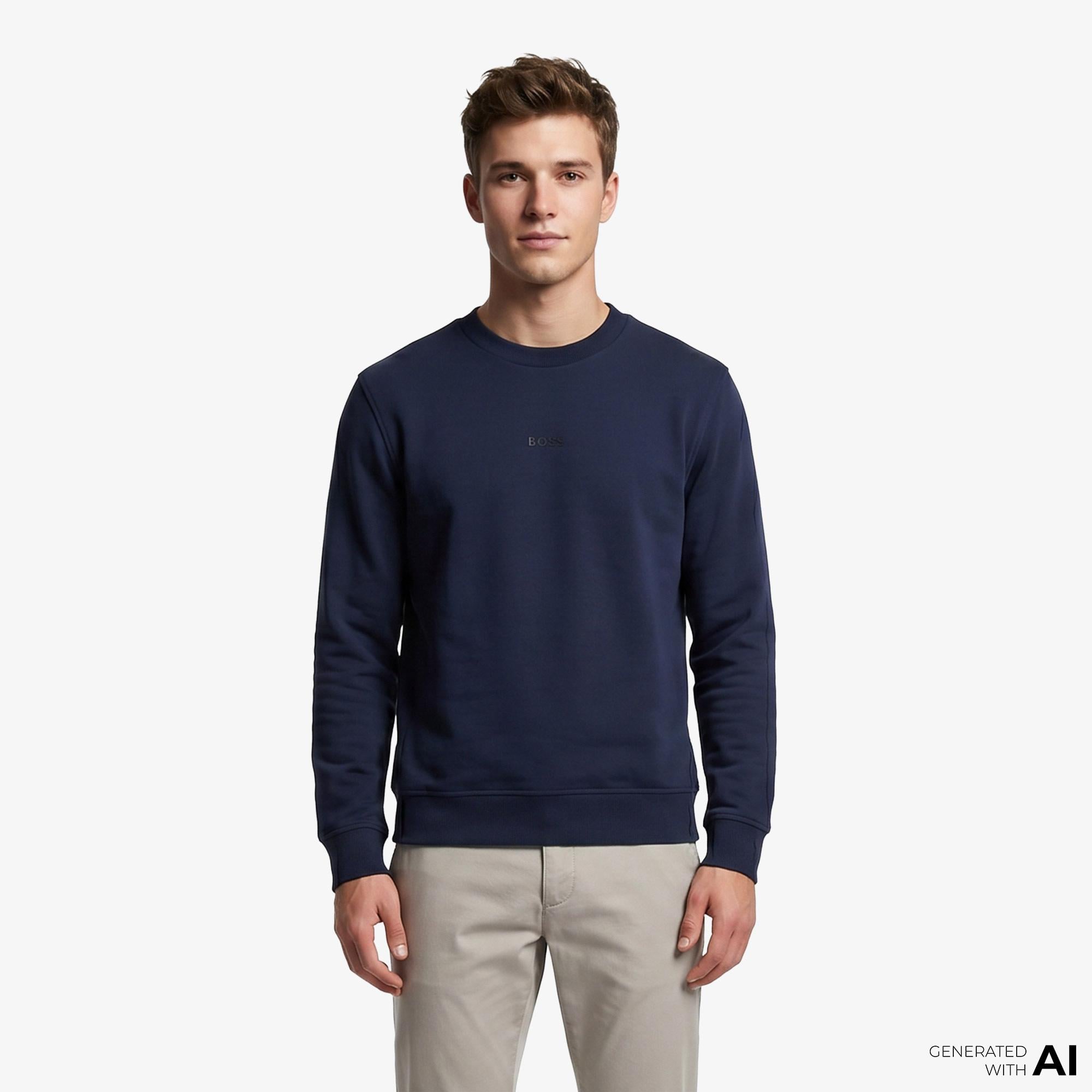 Boss We Small Crew Erkek Mavi Sweatshirt