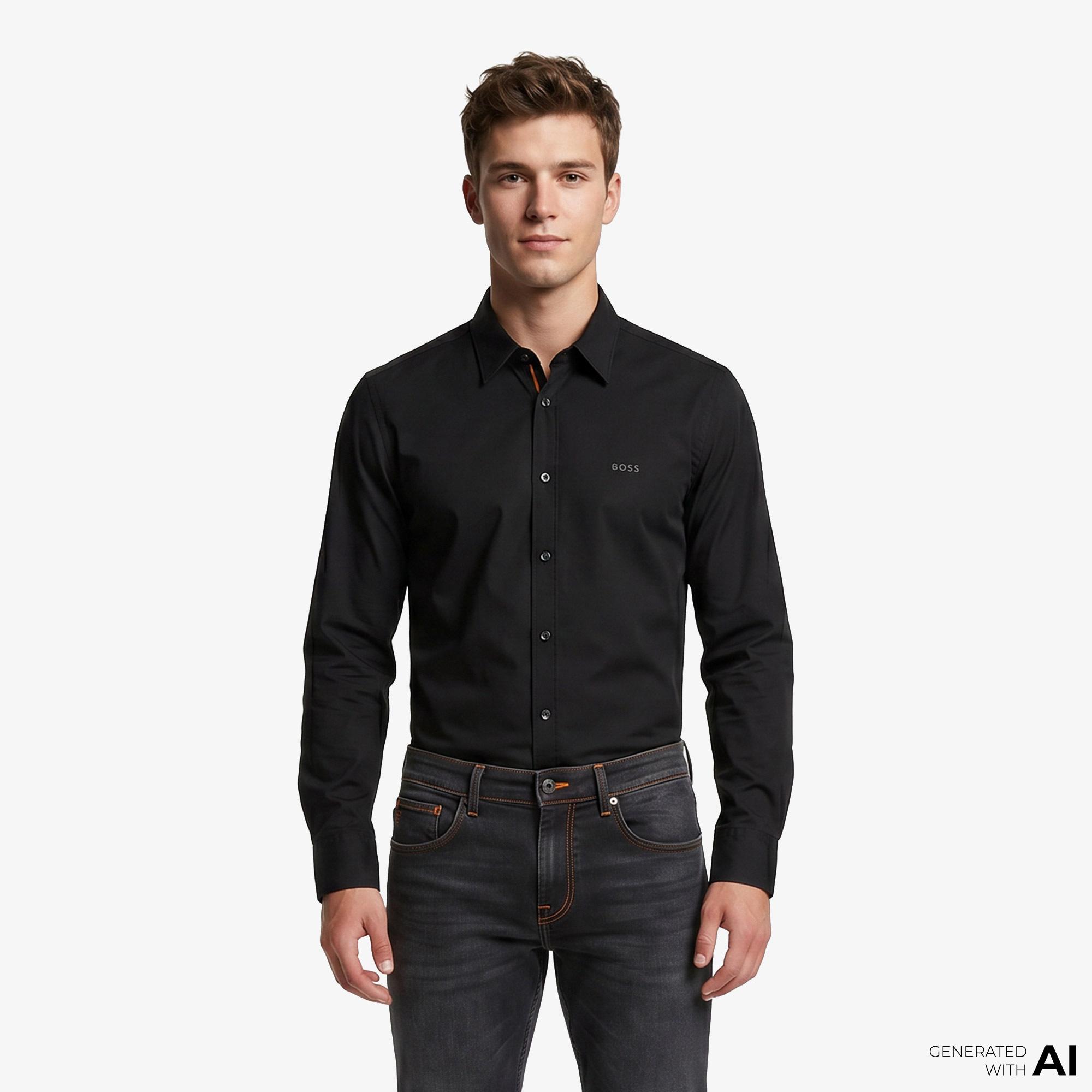 Boss Relegant Erkek Siyah Gömlek