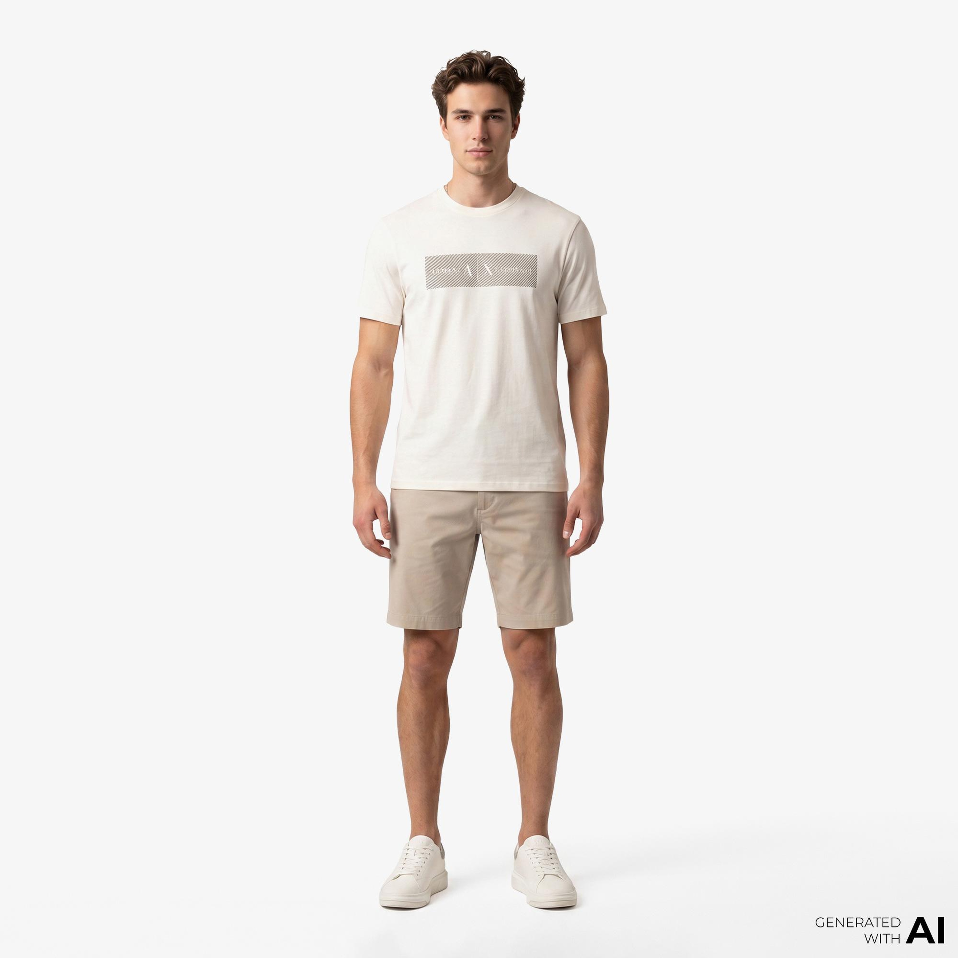 Armani Exchange Erkek Krem T-Shirt