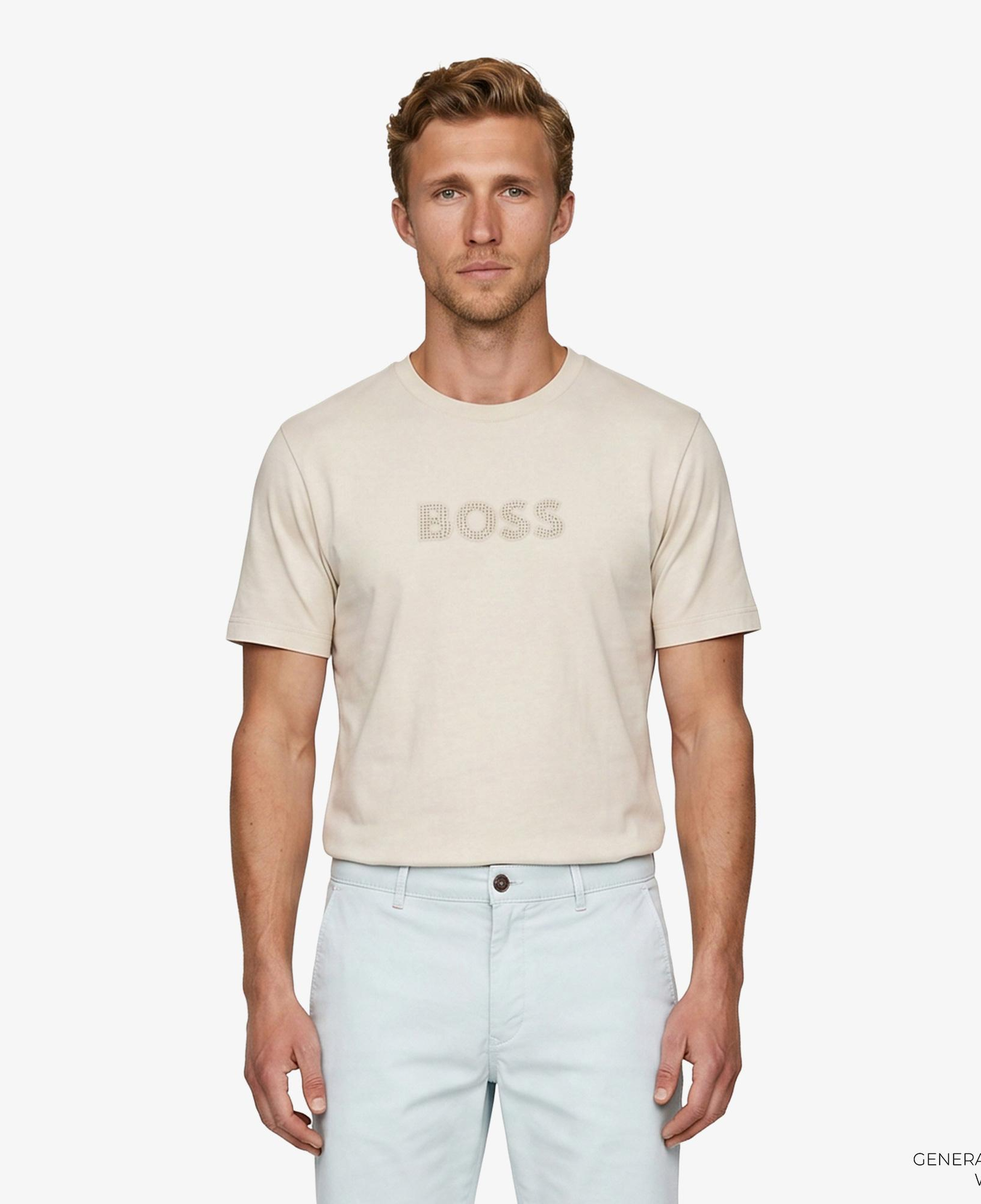 Boss Terrace Logo Erkek Bej T-Shirt