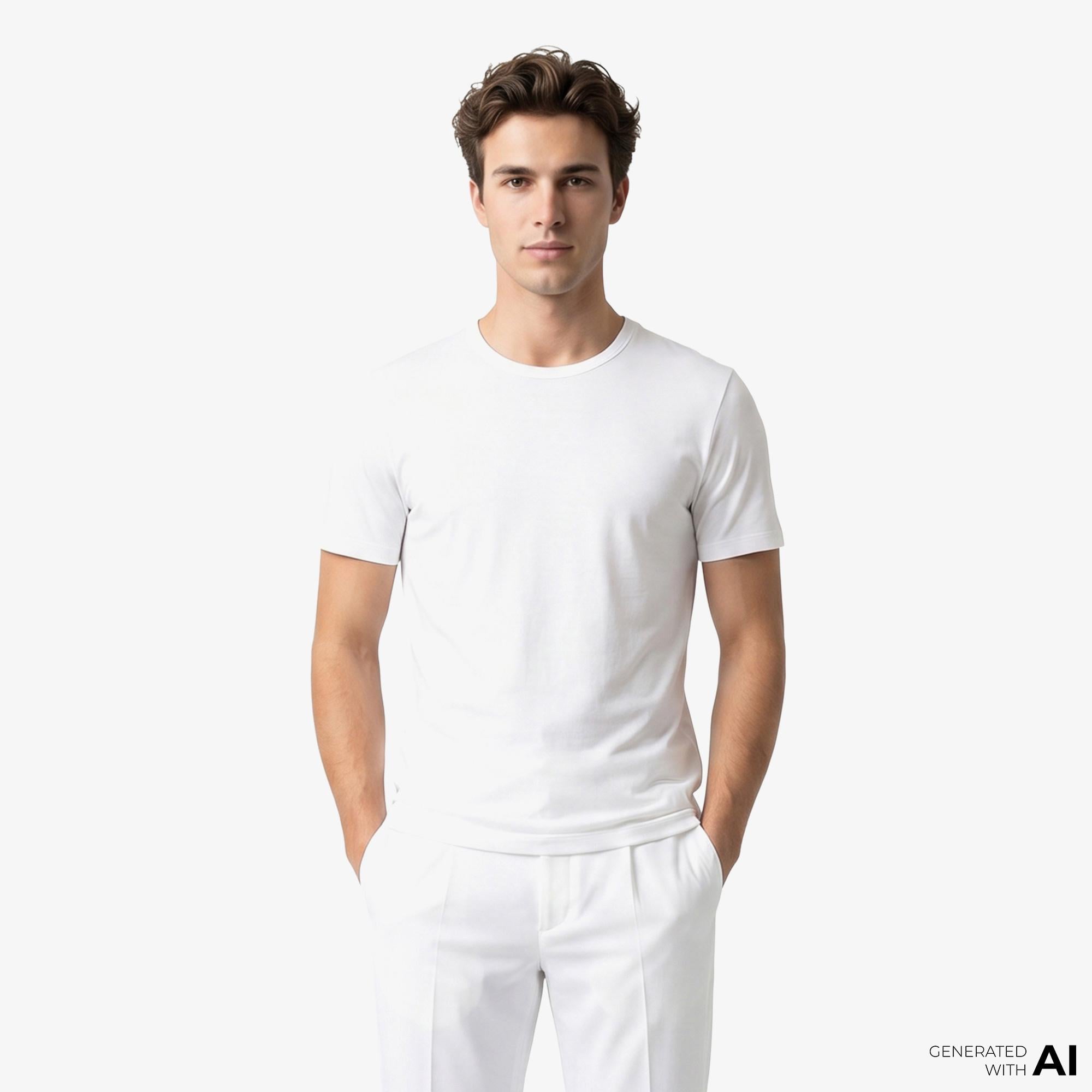 Boss 2'li Modern Erkek Beyaz T-Shirt
