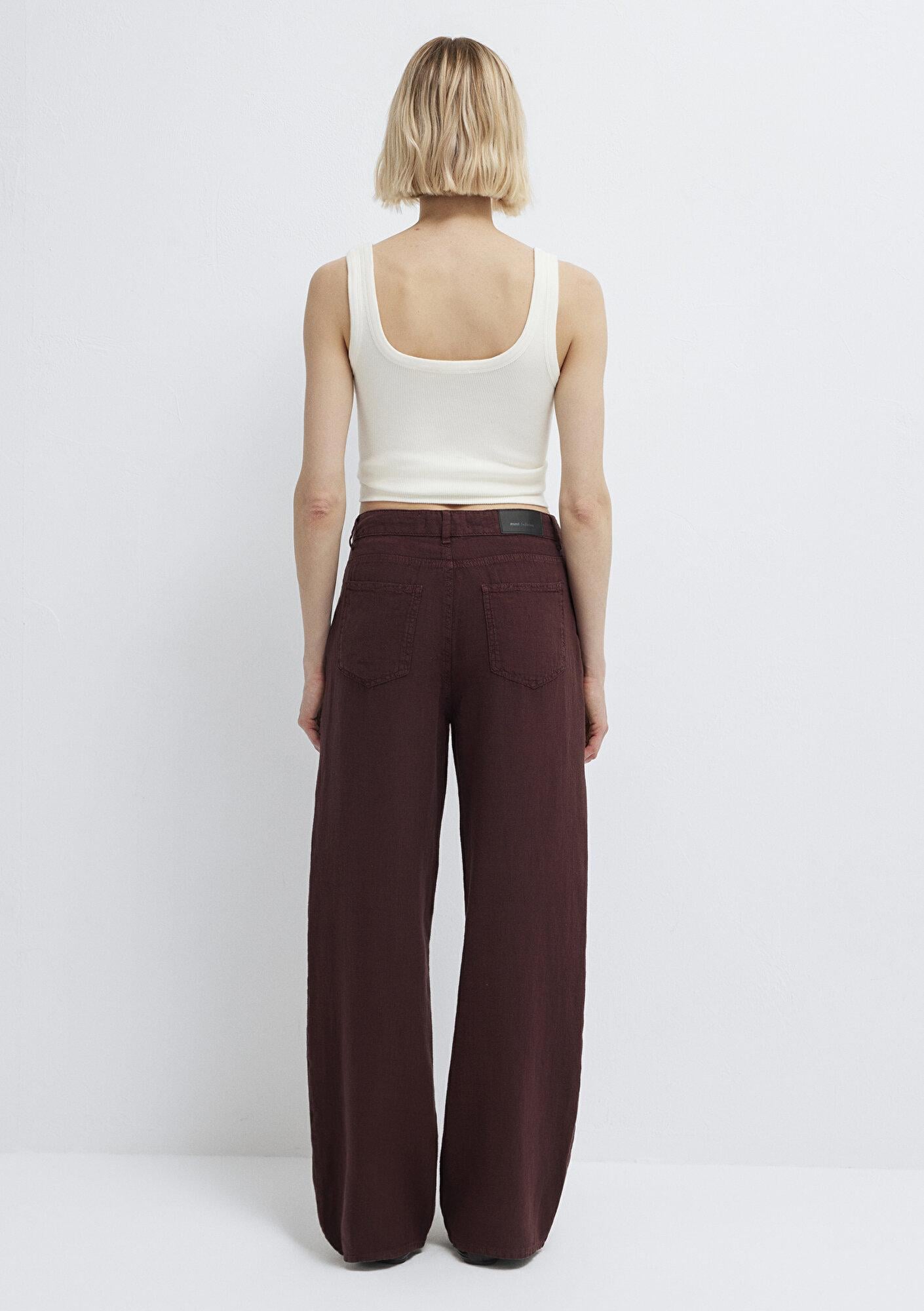 Mavi Bordo Keten Pantolon 1011267-70259