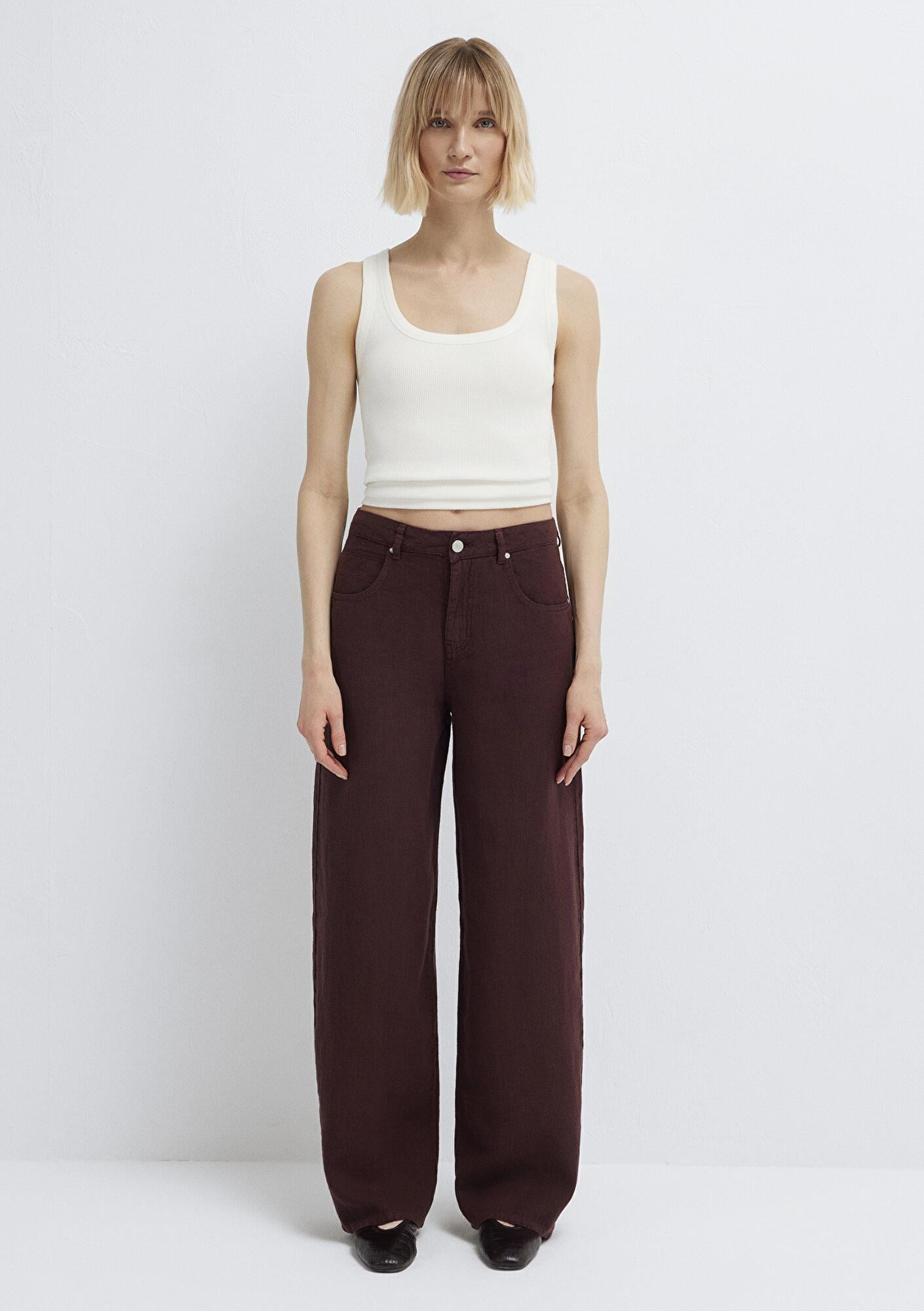 Mavi Bordo Keten Pantolon 1011267-70259
