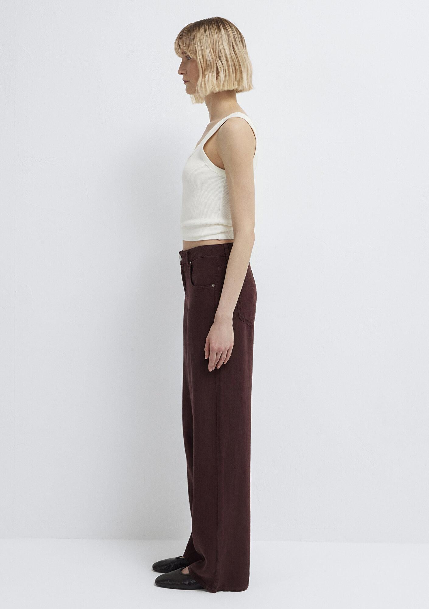 Mavi Bordo Keten Pantolon 1011267-70259