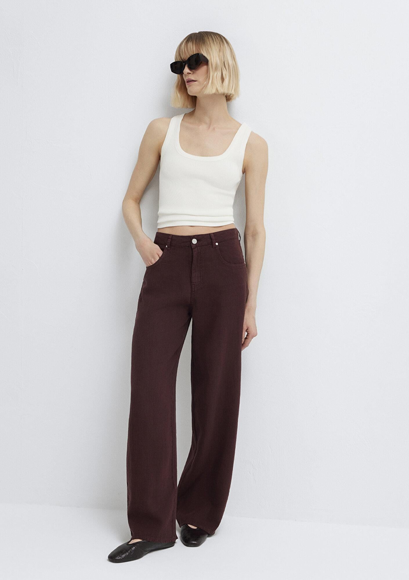 Mavi Bordo Keten Pantolon 1011267-70259