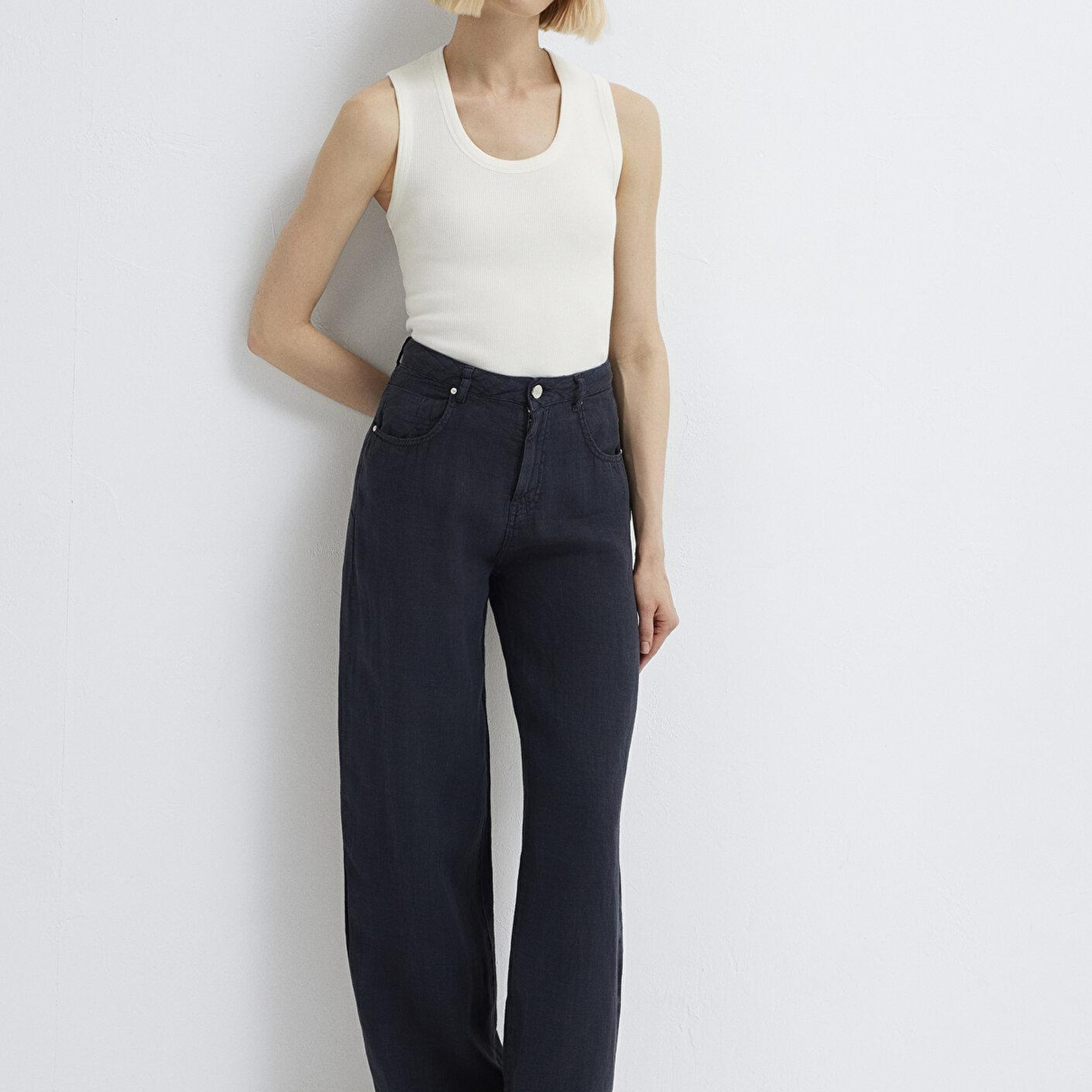 Mavi Lacivert Keten Pantolon 1011267-86952