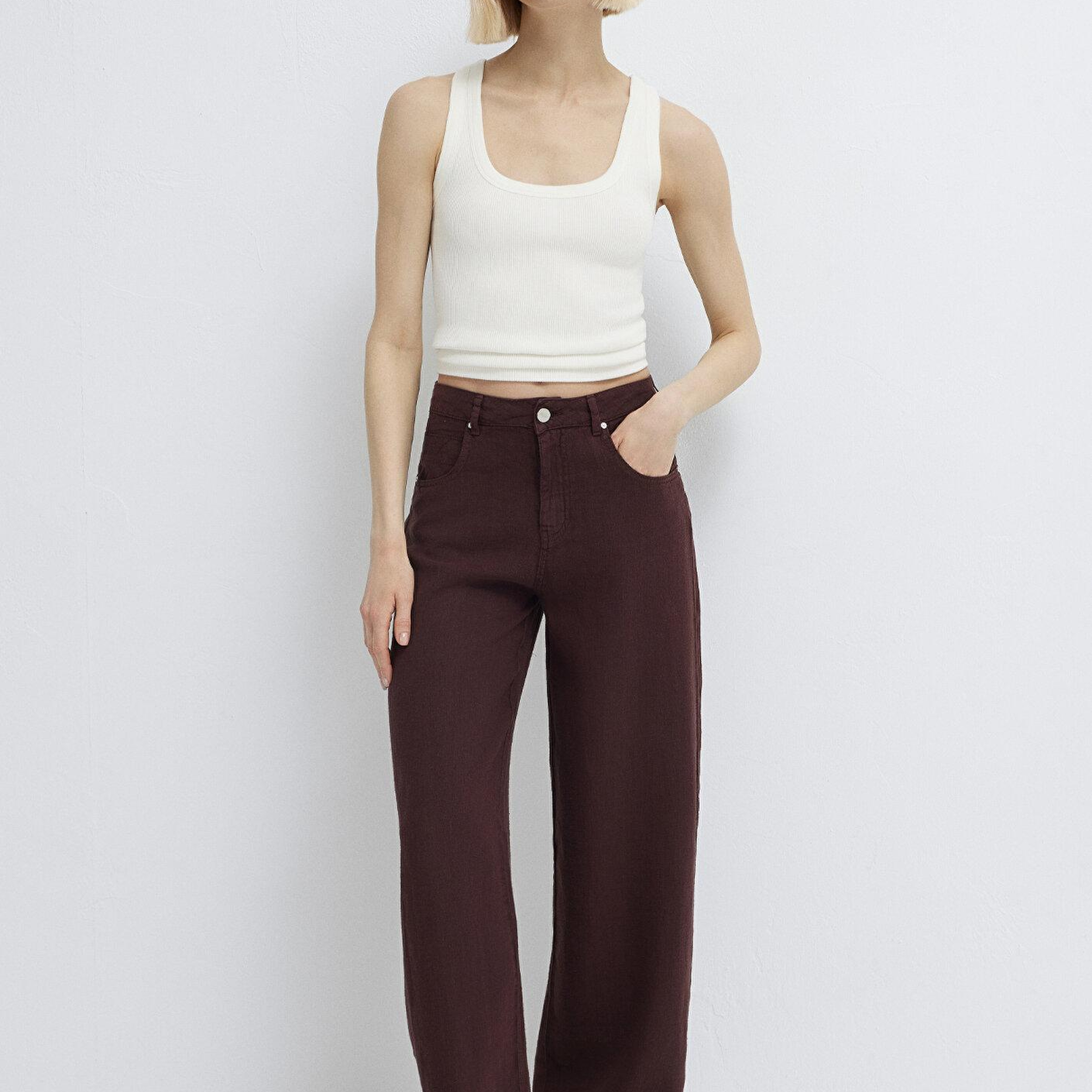 Mavi Bordo Keten Pantolon 1011267-70259