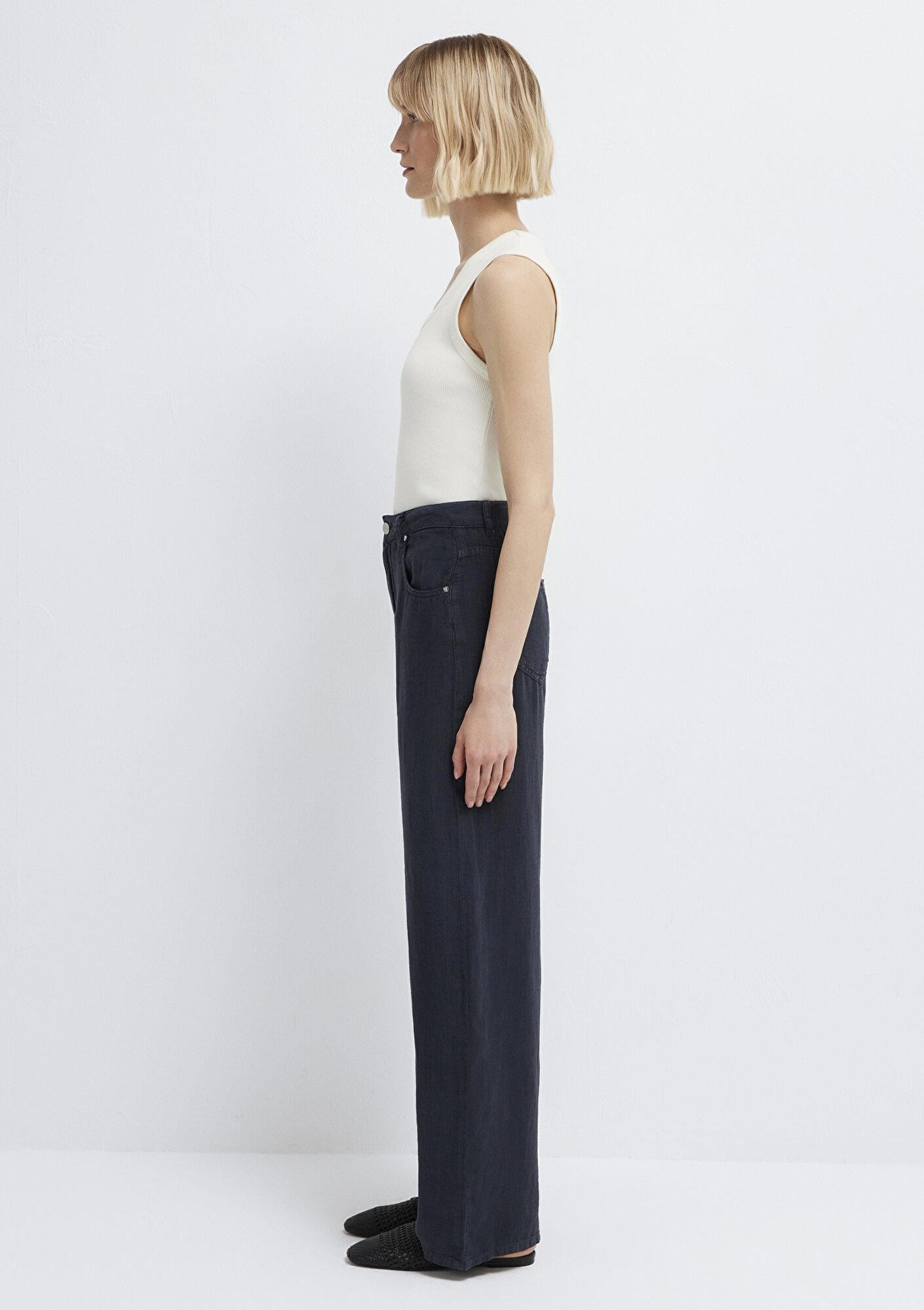 Mavi Lacivert Keten Pantolon 1011267-86952