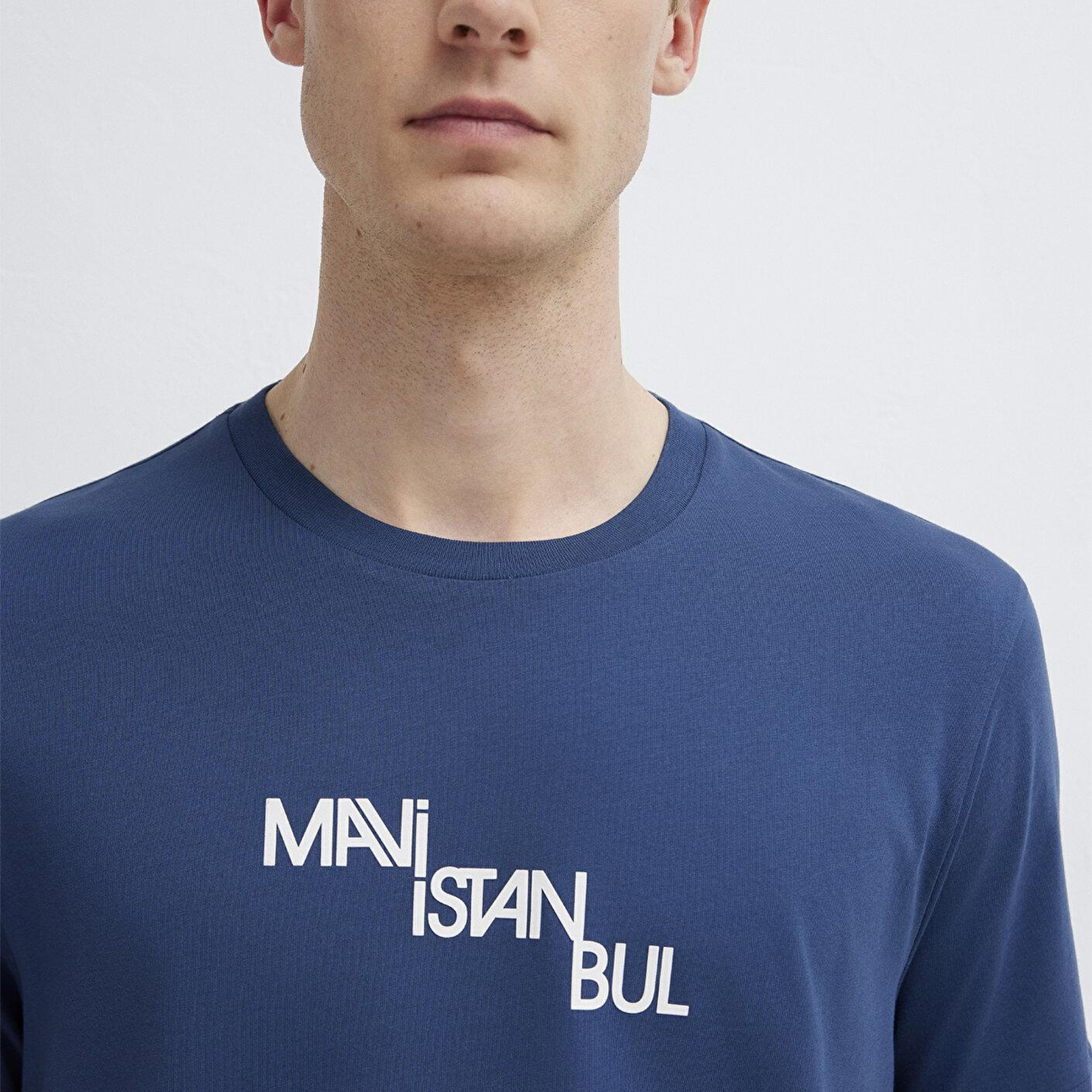 Mavi İstanbul Baskılı Mavi Tişört Regular Fit / Normal Kesim 0612274-70718