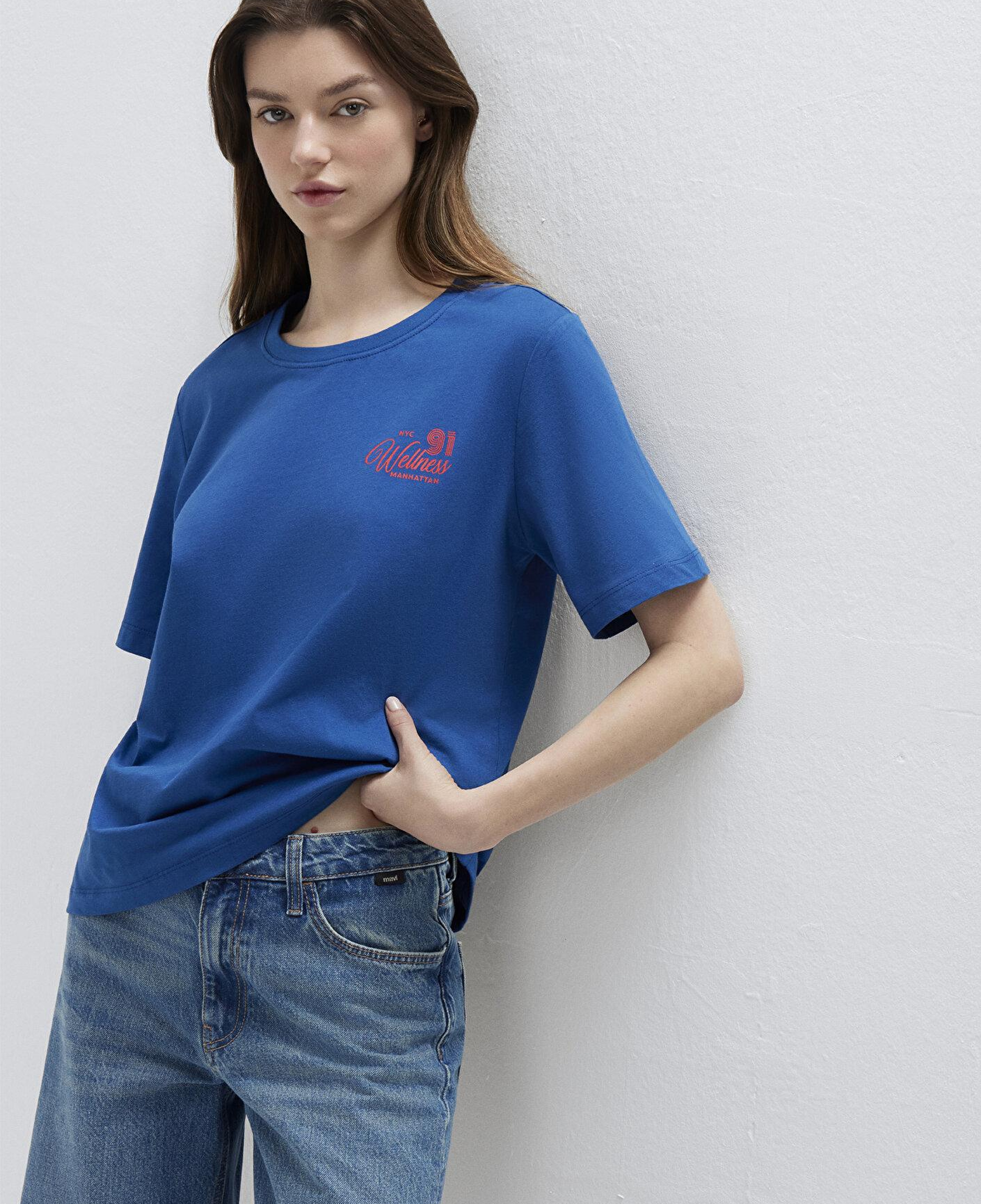 Mavi Slogan Baskılı Mavi Tişört Regular Fit / Normal Kesim 1613908-85317
