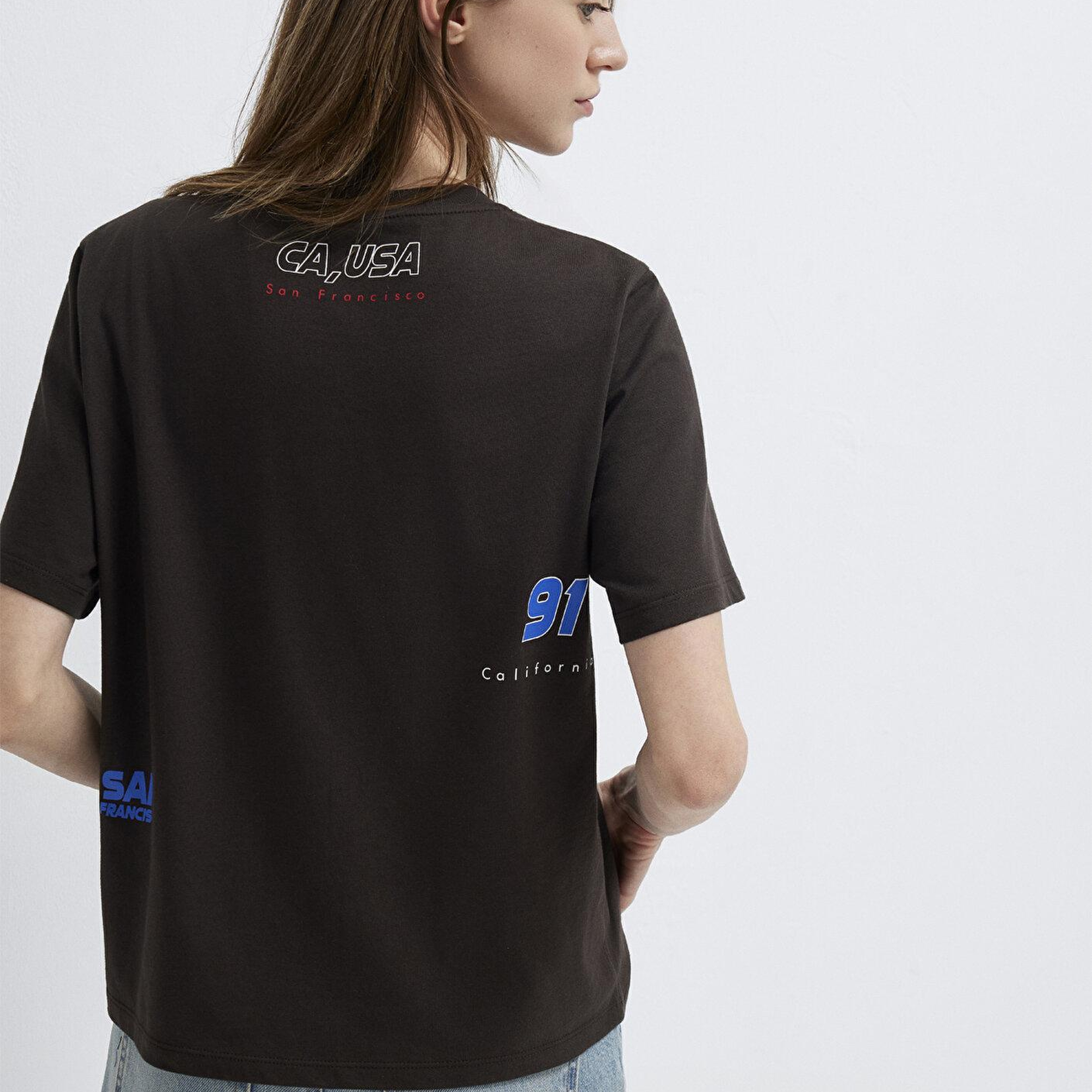 Mavi San Francisco Baskılı Kahverengi Tişört Regular Fit / Normal Kesim 1613736-70236