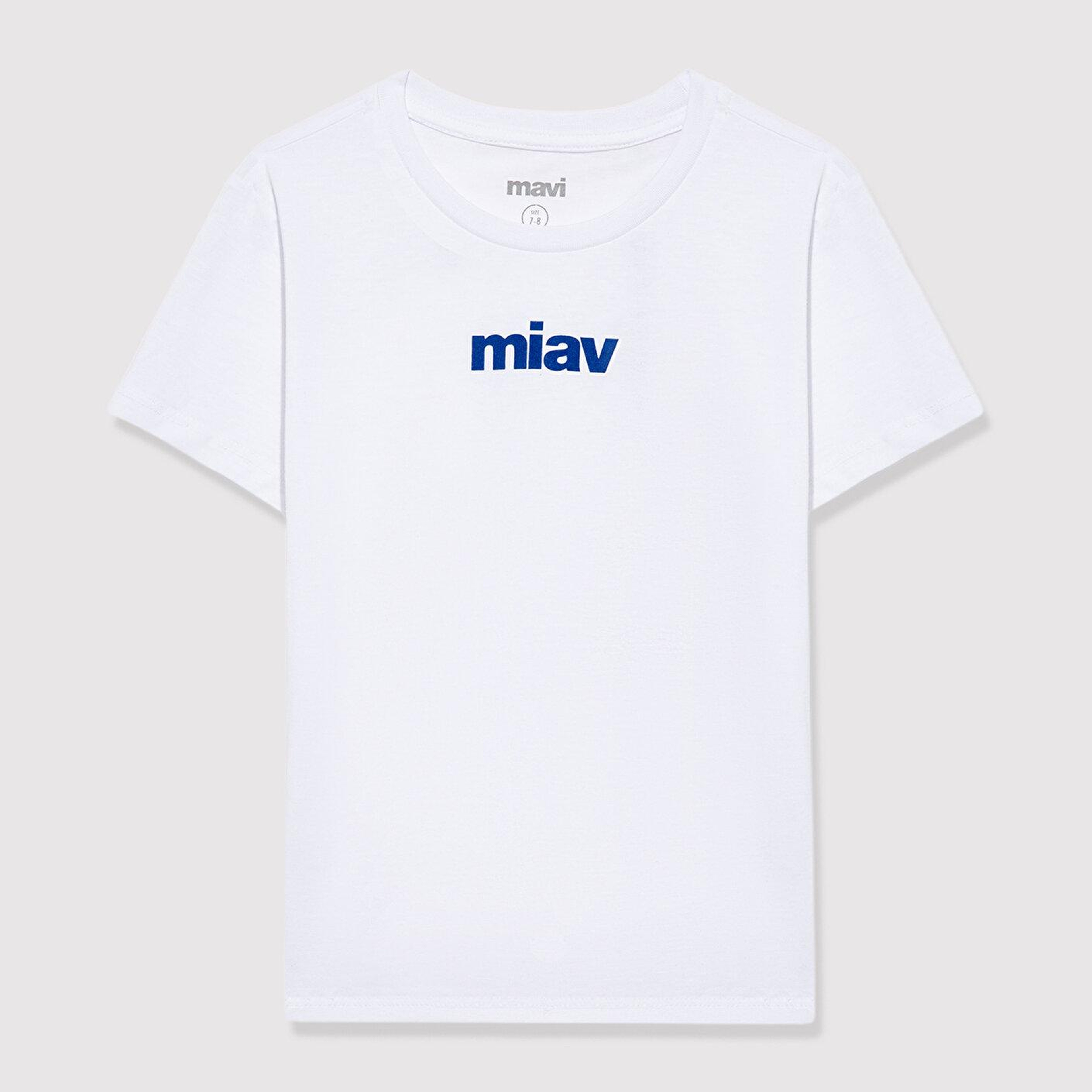 Mavi Miav Baskılı Beyaz Çocuk Tişört Regular Fit / Normal Kesim 66332620