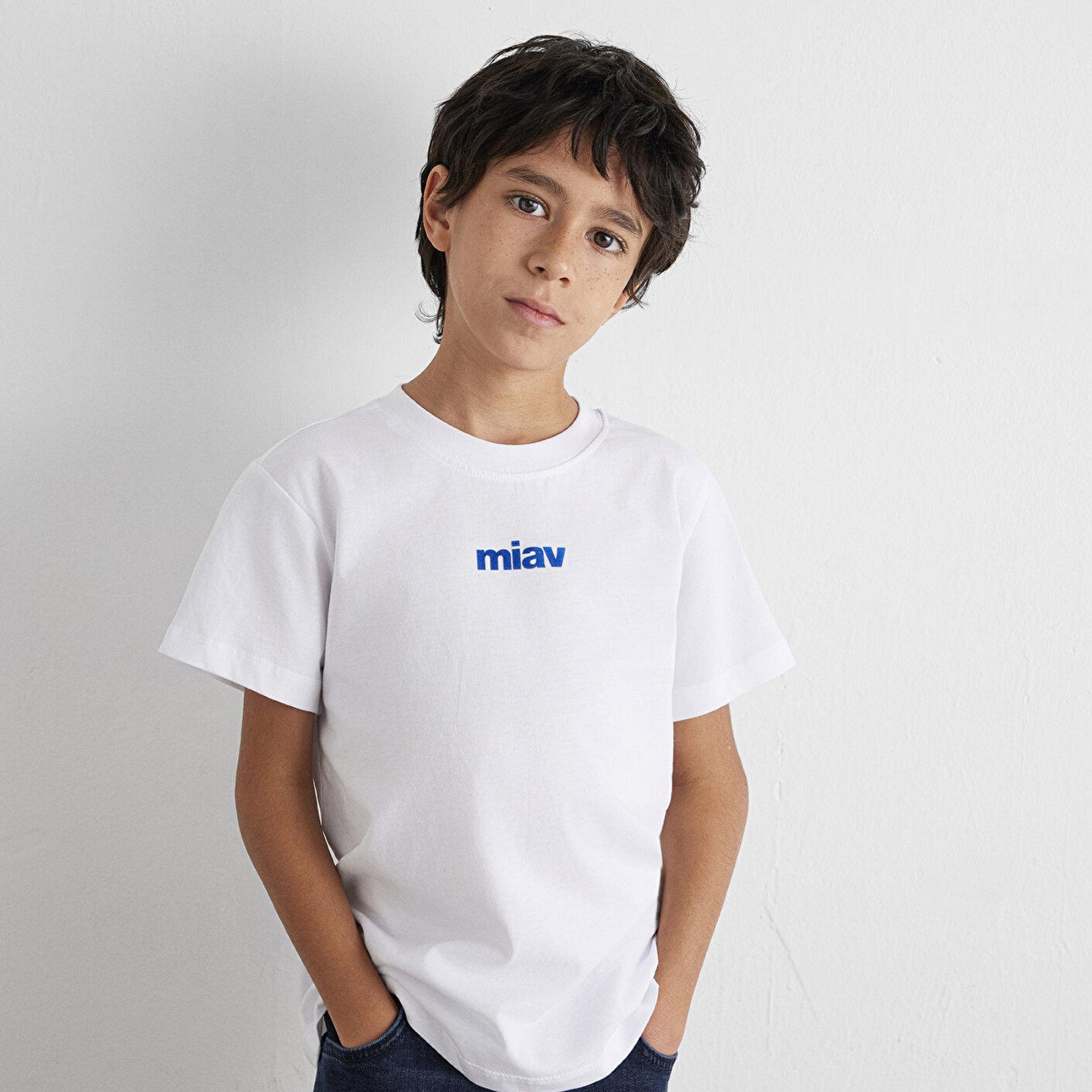 Mavi Miav Baskılı Beyaz Çocuk Tişört Regular Fit / Normal Kesim 66332620
