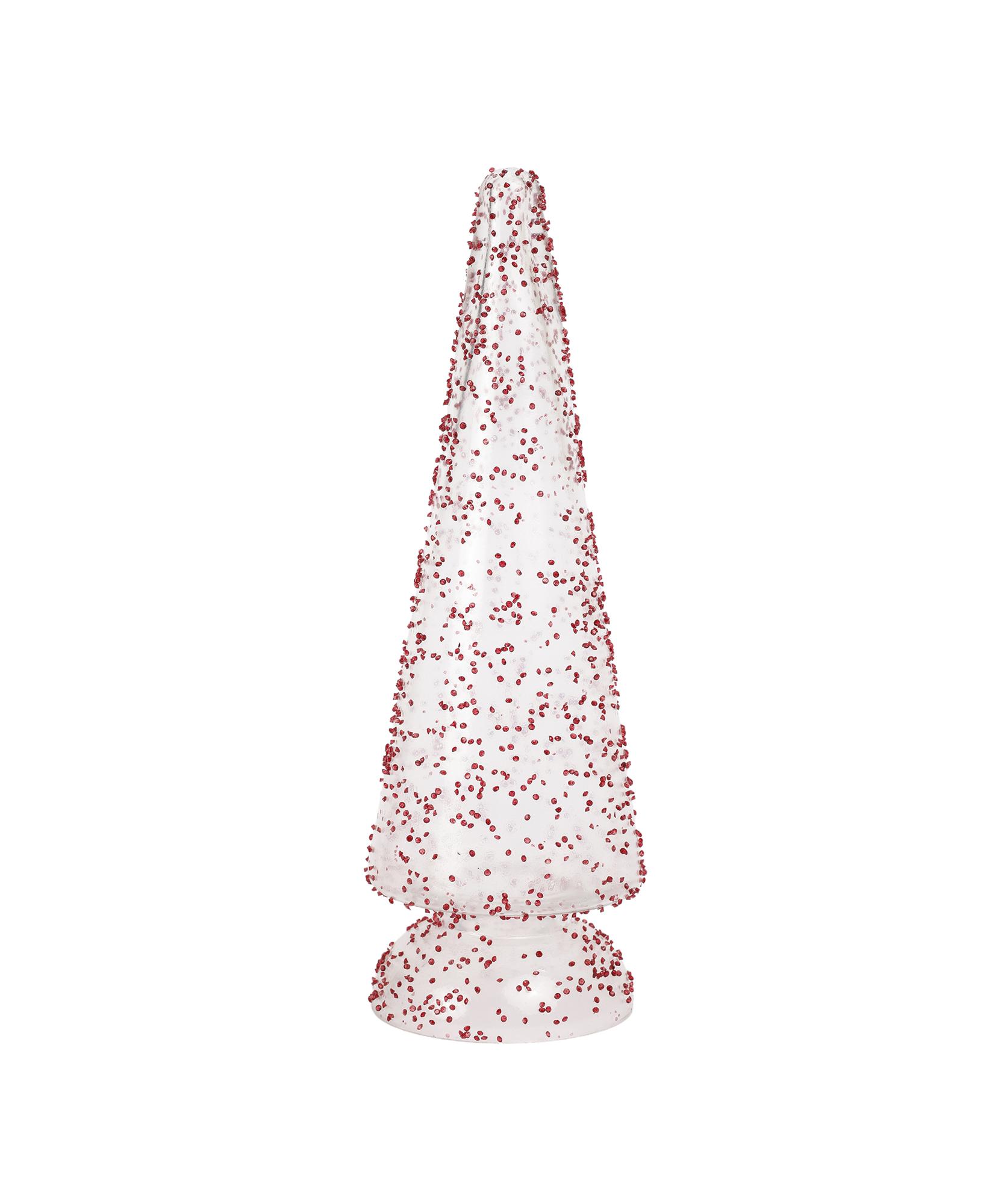 YARGICI Cam Renkli Puantiye Desenli Konik Yılbaşı Süsü(30x10 Cm)