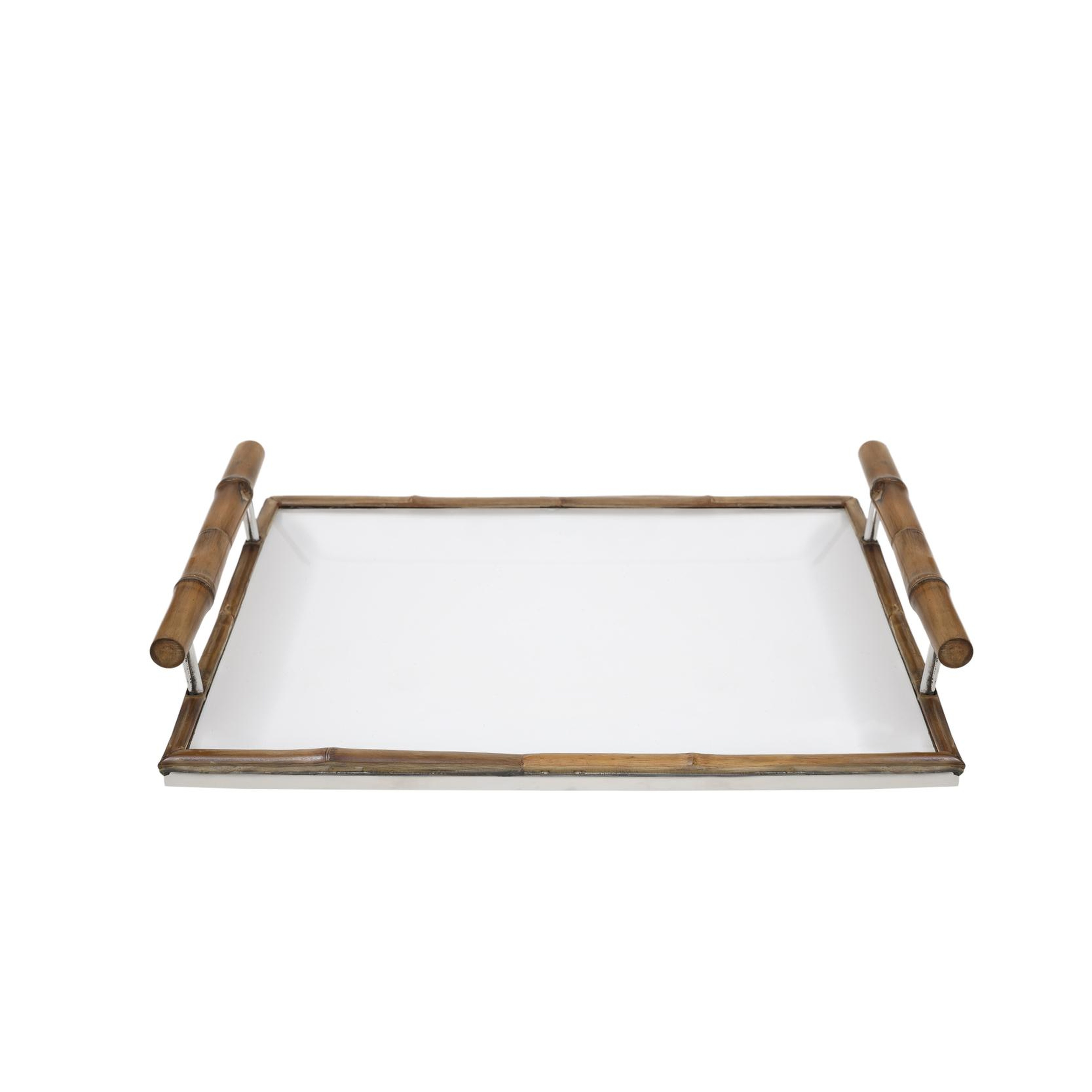 YARGICI Porselen Bambu Detaylı Servis Tepsisi(29x40x9 Cm)