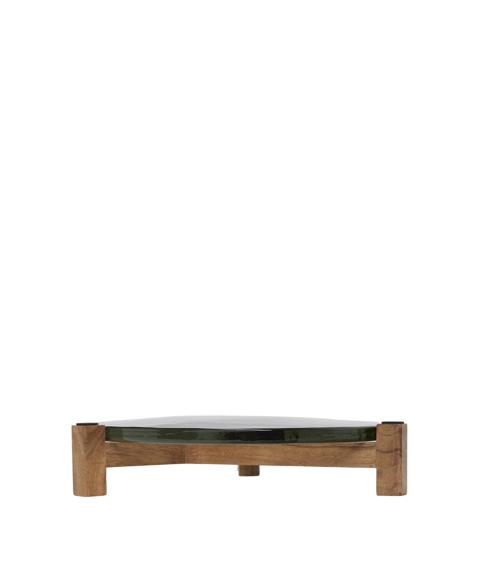 YARGICI Mango Ağacı Standlı Cam Yuvarlak Servis Tabağı(30x6 Cm)