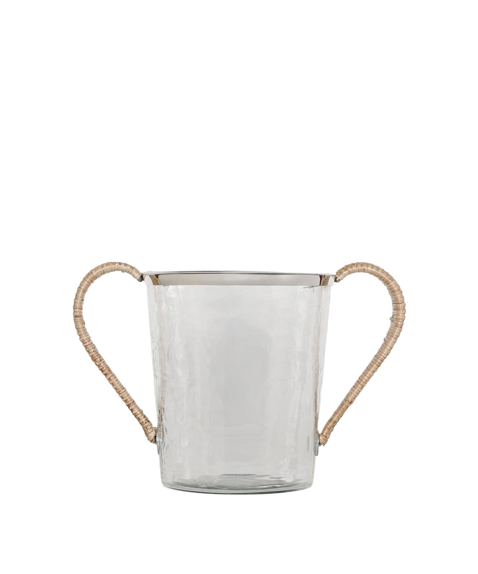 YARGICI Rattan Saplı Cam Silindir Buz Kovası(21x37x22 Cm)
