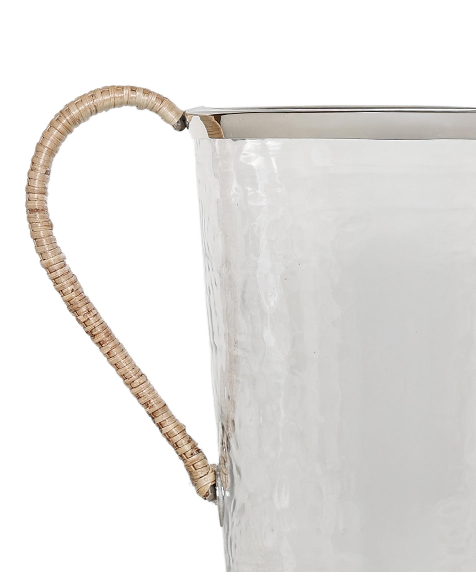 YARGICI Rattan Saplı Cam Silindir Buz Kovası(21x37x22 Cm)