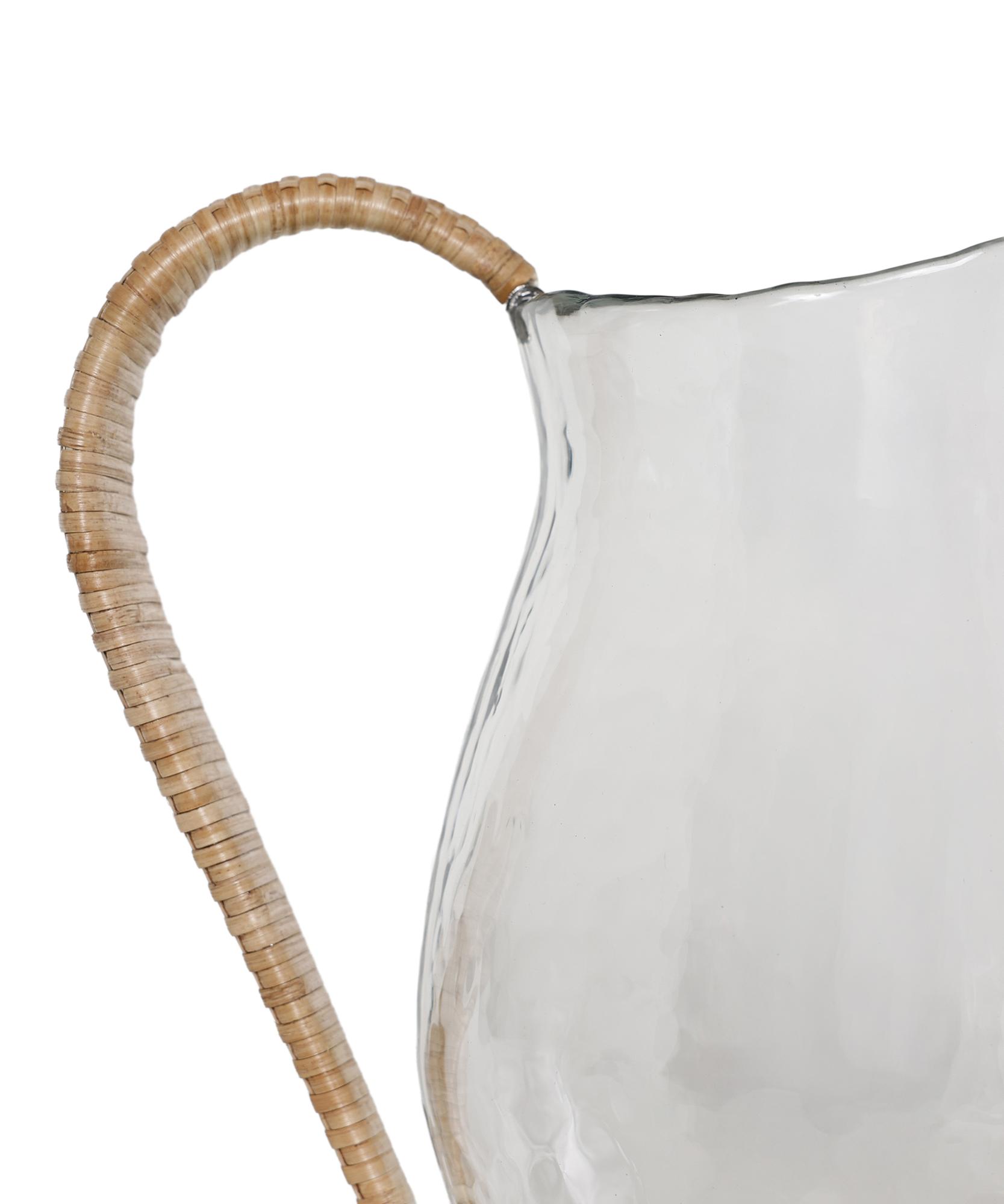 YARGICI Rattan Saplı Cam Silindir Sürahi(22x15x22 Cm)