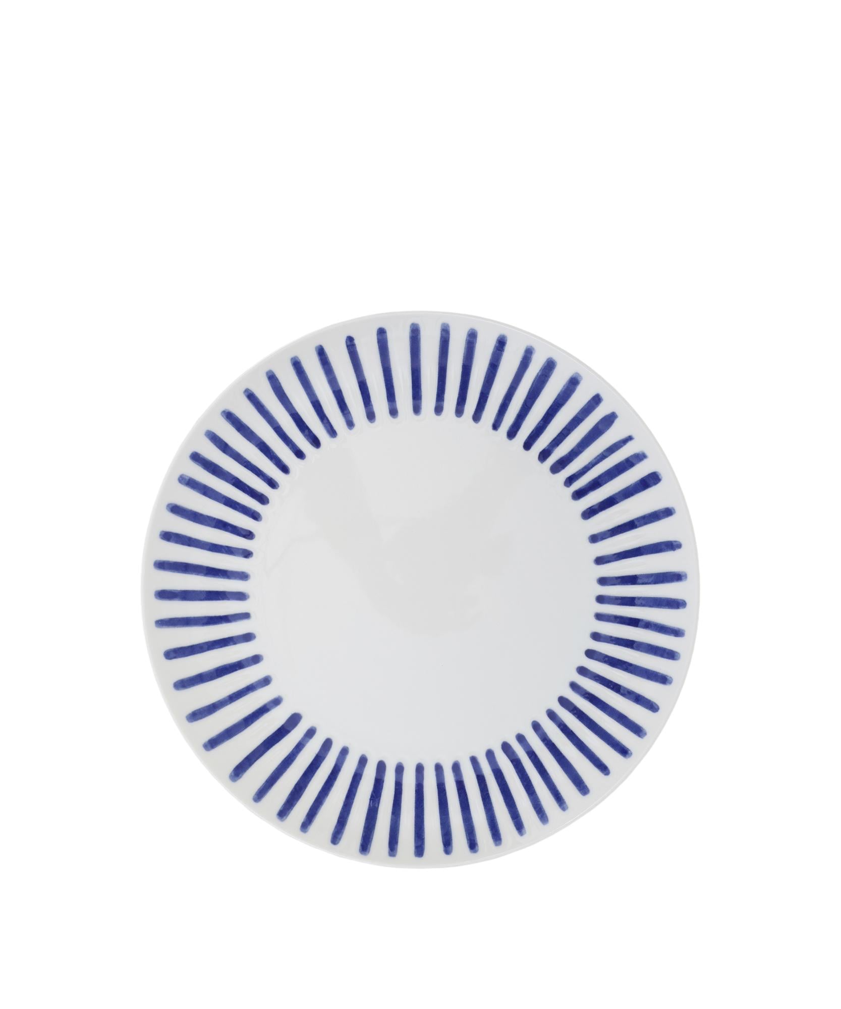 YARGICI Çizgi Desenli Porselen Pasta Tabağı(21 Cm)