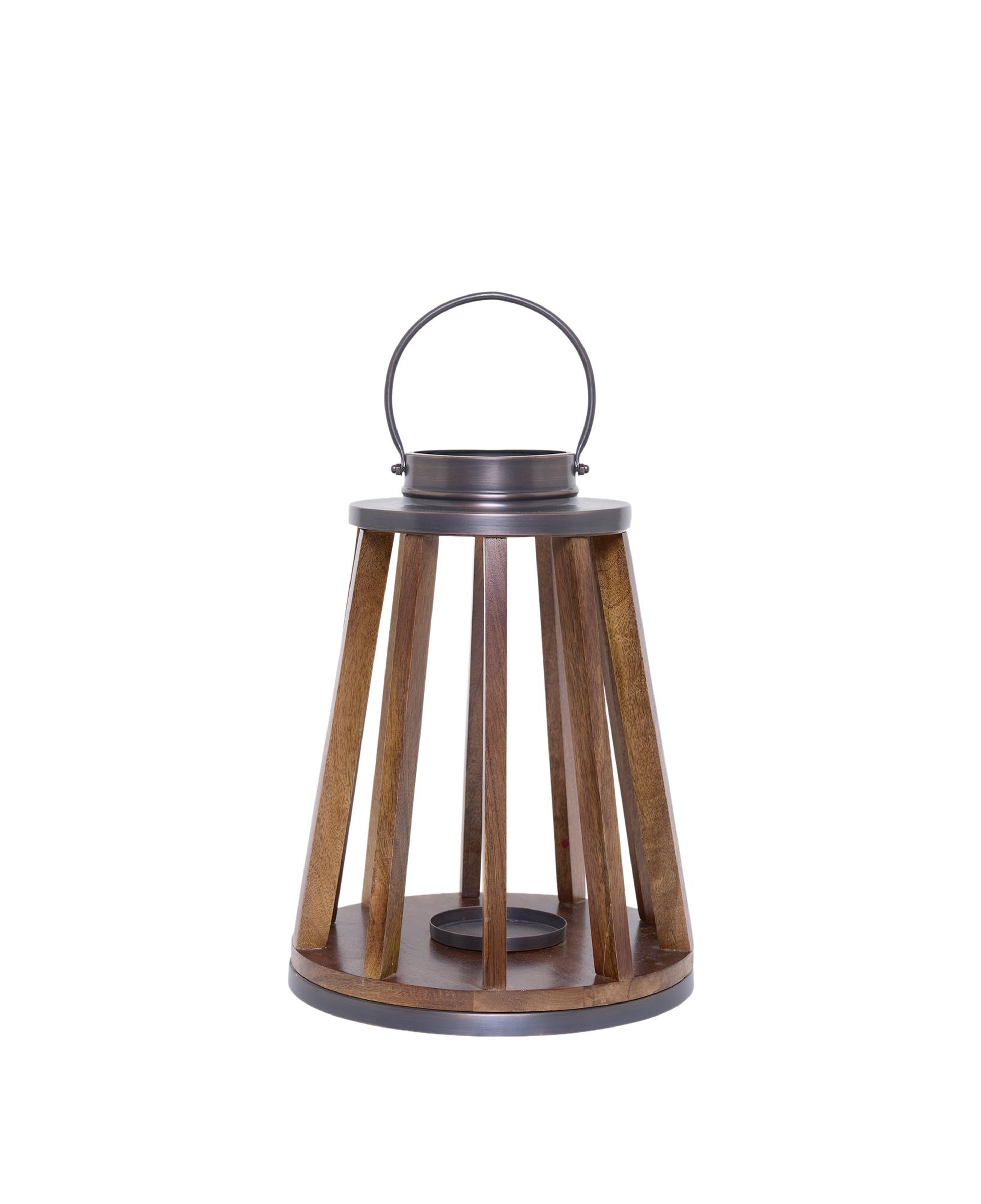 YARGICI Metal Detaylı Mango Ağacı Konik Fener(31x40 Cm)