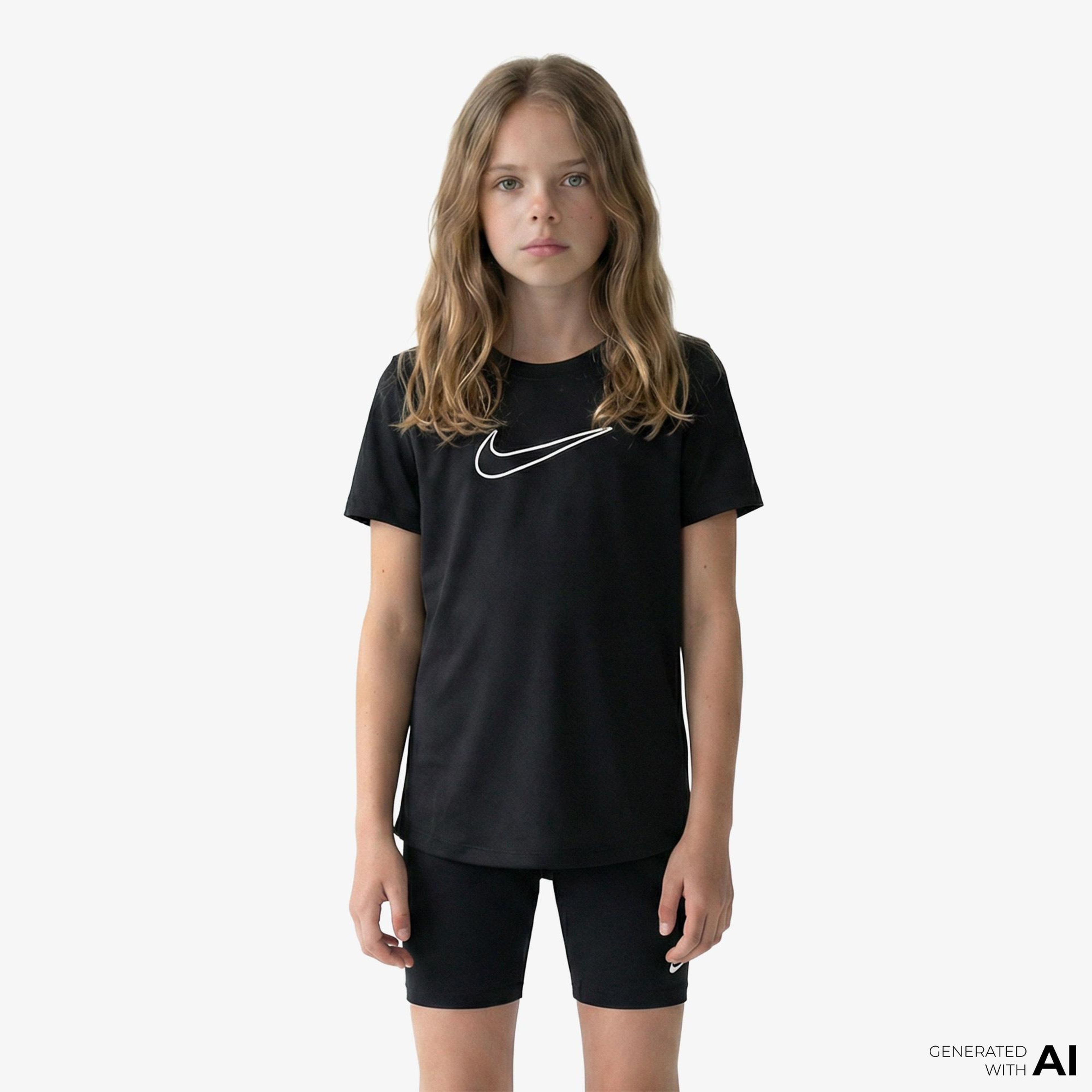 Nike One Fitted Dri-Fit Çocuk Siyah Günlük T-Shirt