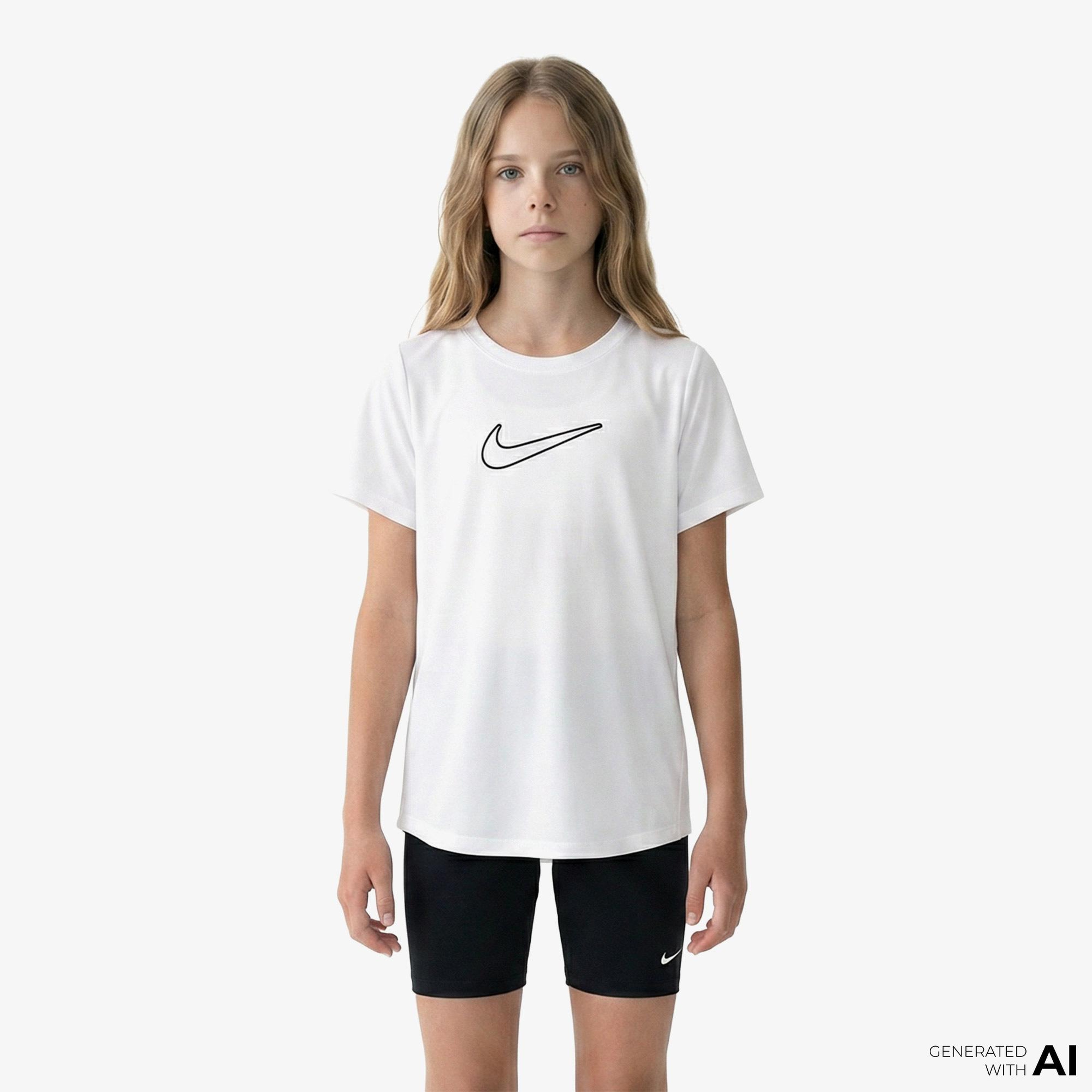Nike One Fitted Çocuk Beyaz Antrenman T-Shirt