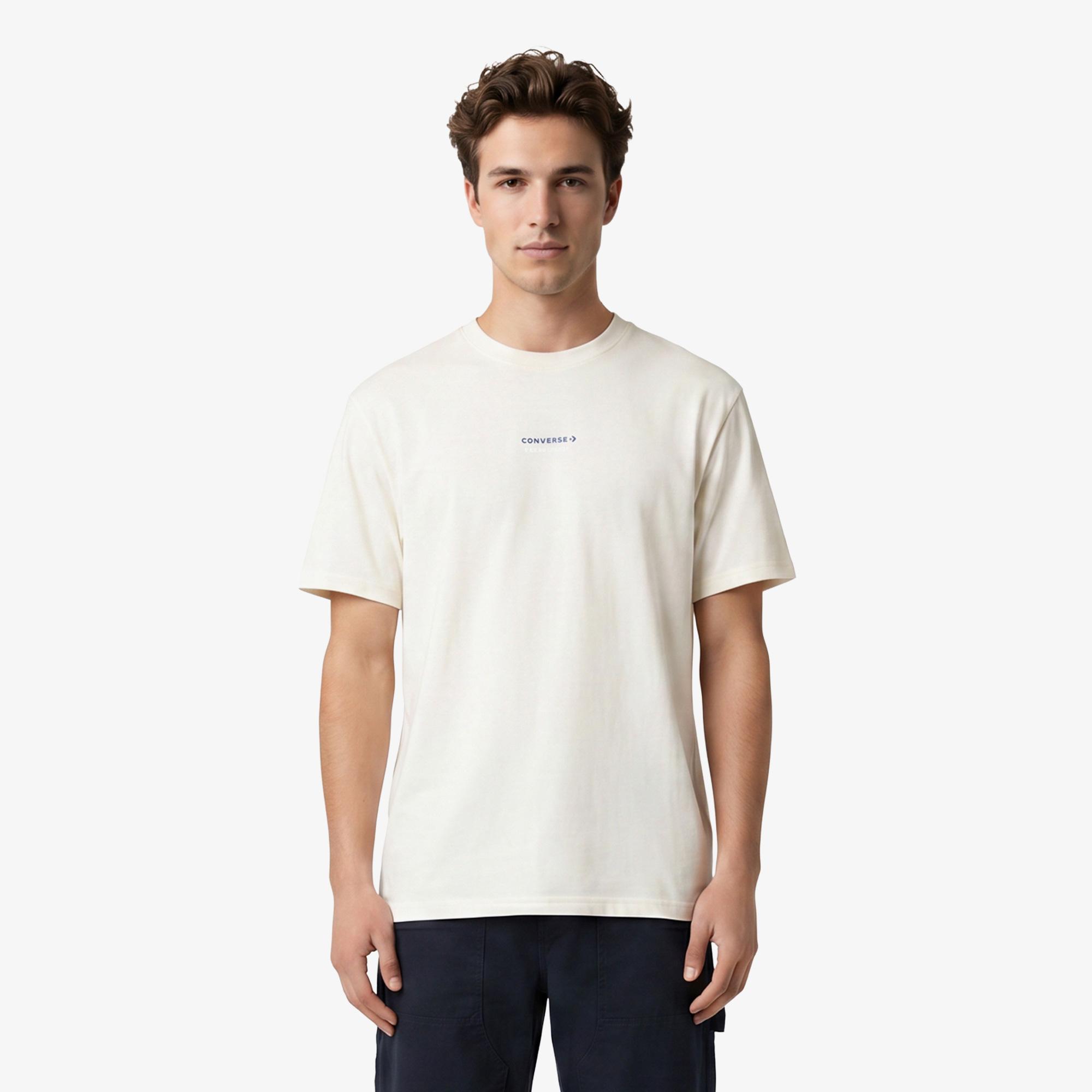 Converse Erkek Krem Grafik Baskılı T-Shirt