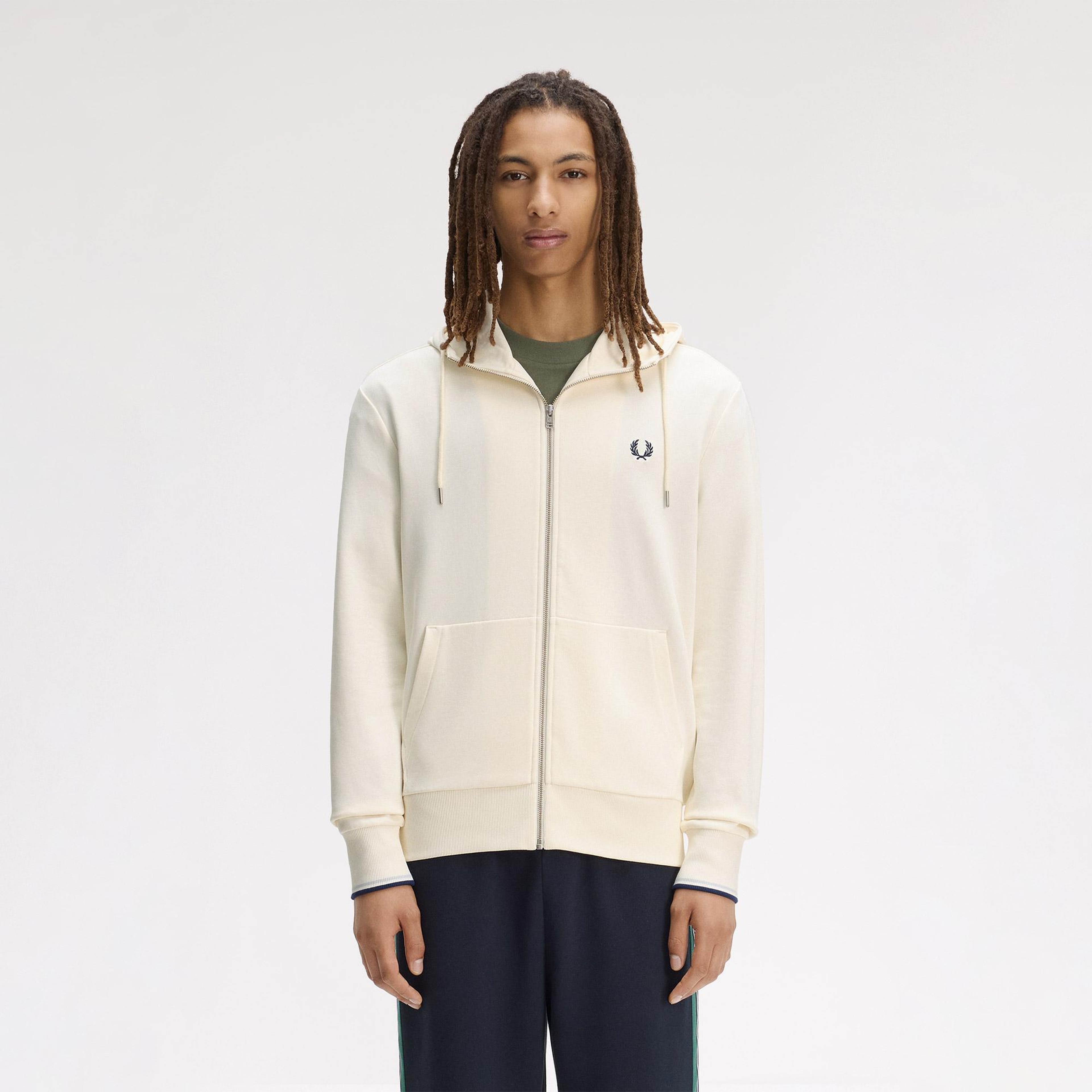Fred Perry Erkek Krem Hoodie