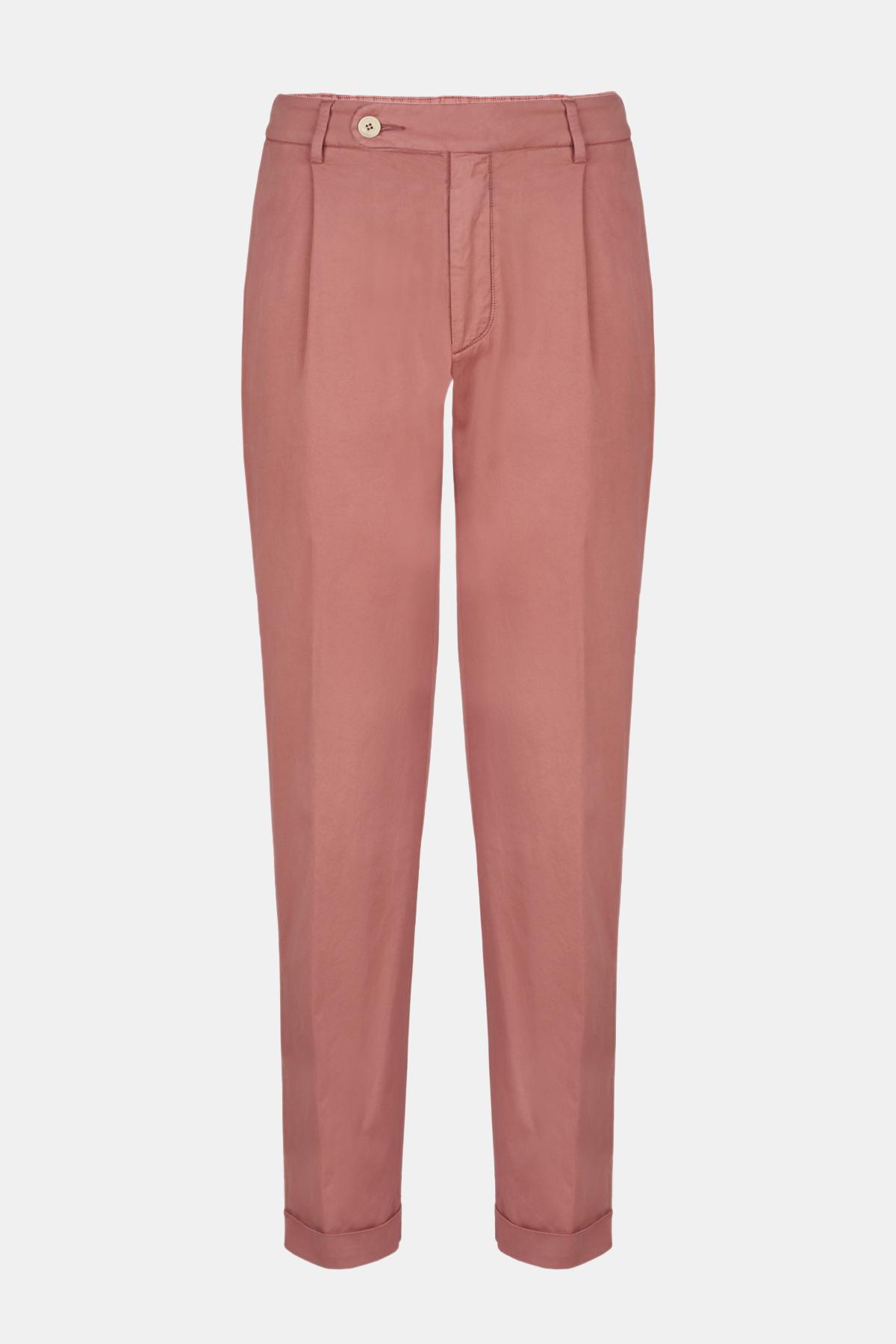 Erkek Kırmızı İpek Karışımlı Chino Pantolon