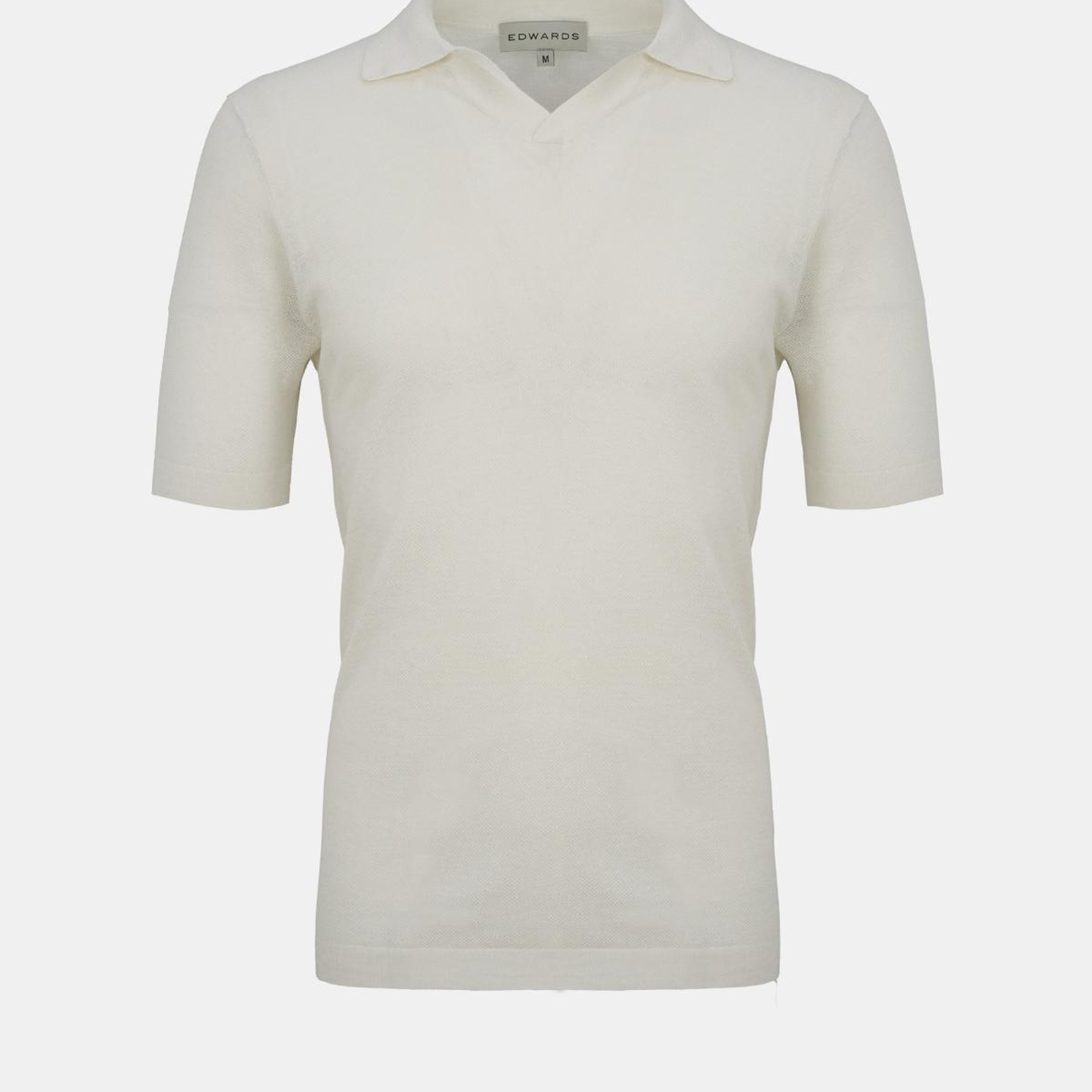 Erkek Beyaz Kısa Kollu İpek Keten Karışımlı Polo Yaka Kazak