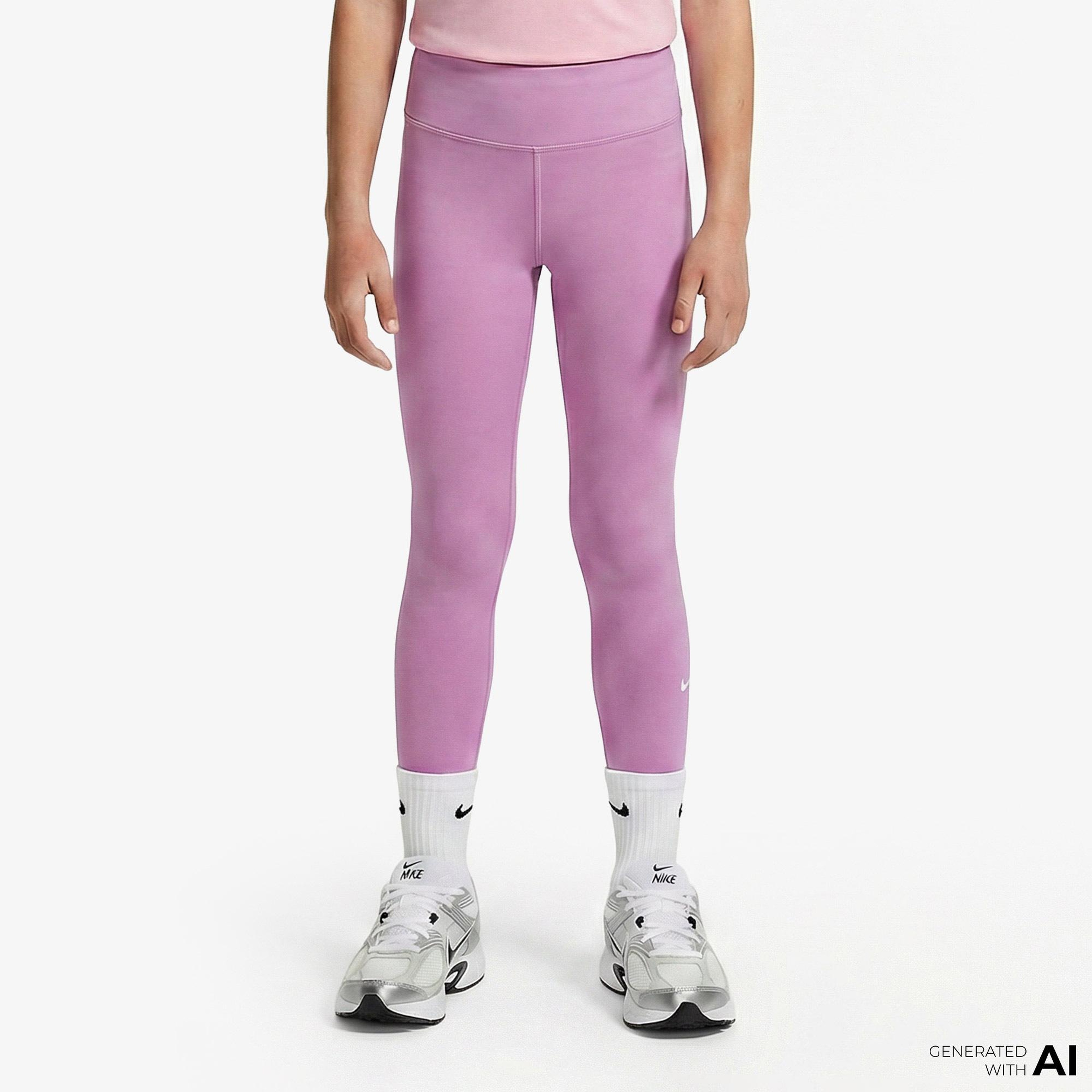 Nike Dri-Fit One Yüksel Belli Çocuk Pembe Tayt