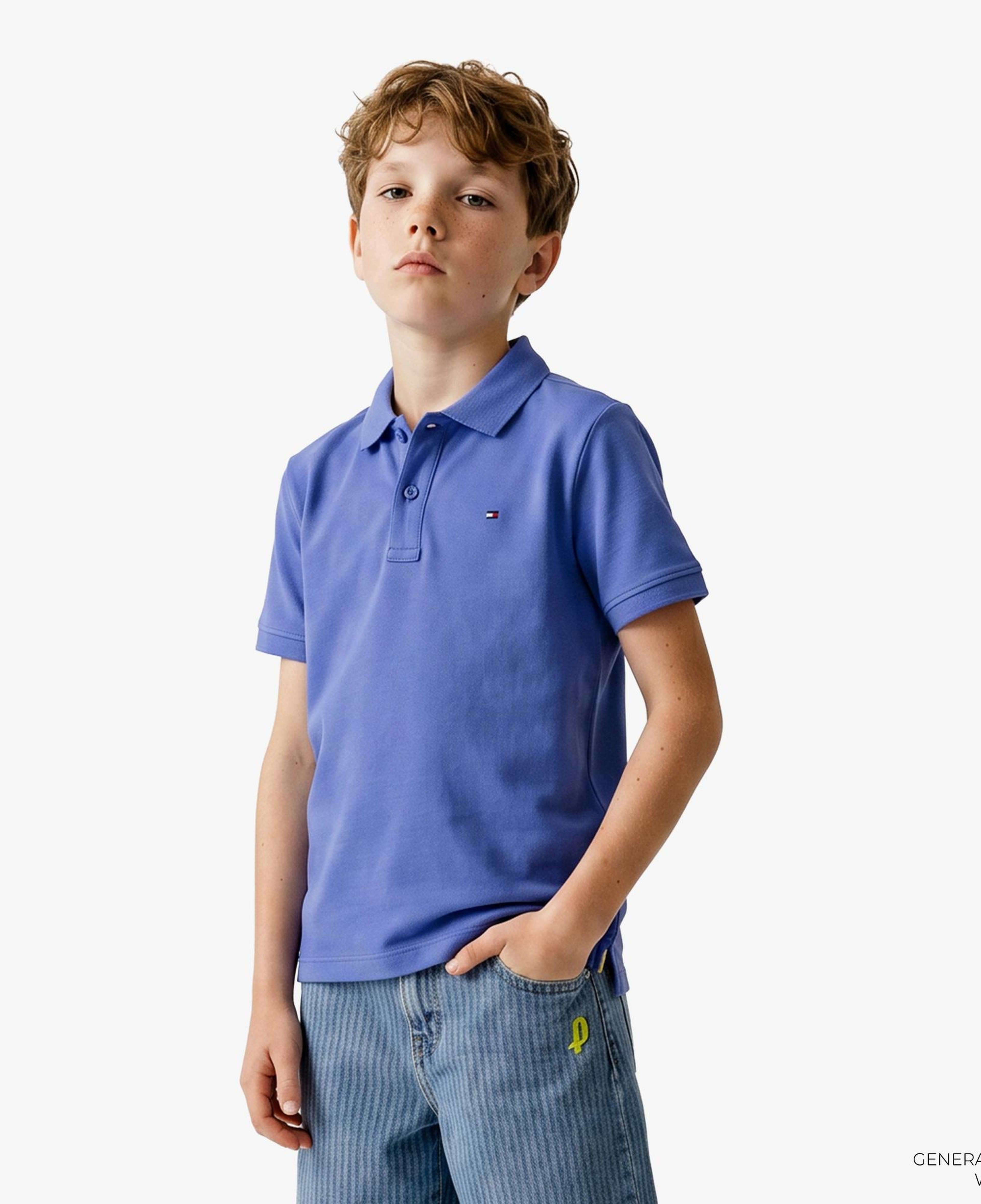 Tommy Hilfiger Essentials Çocuk Mavi Polo Yaka T-Shirt