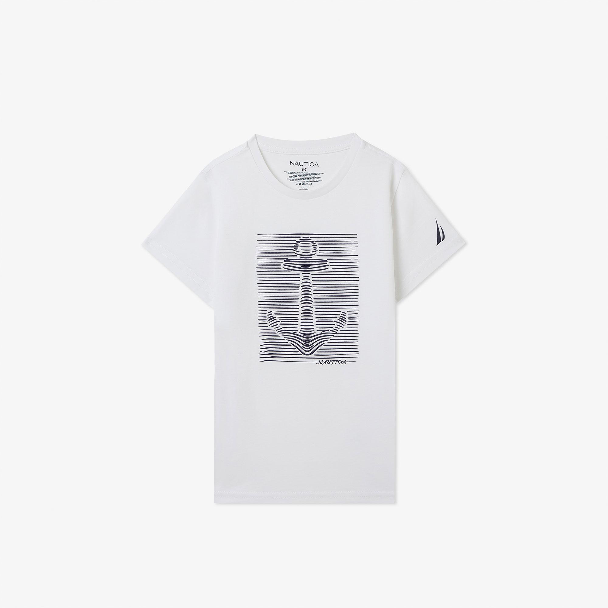Nautica Erkek Çocuk Beyaz Regular Fit Baskılı T-Shirt