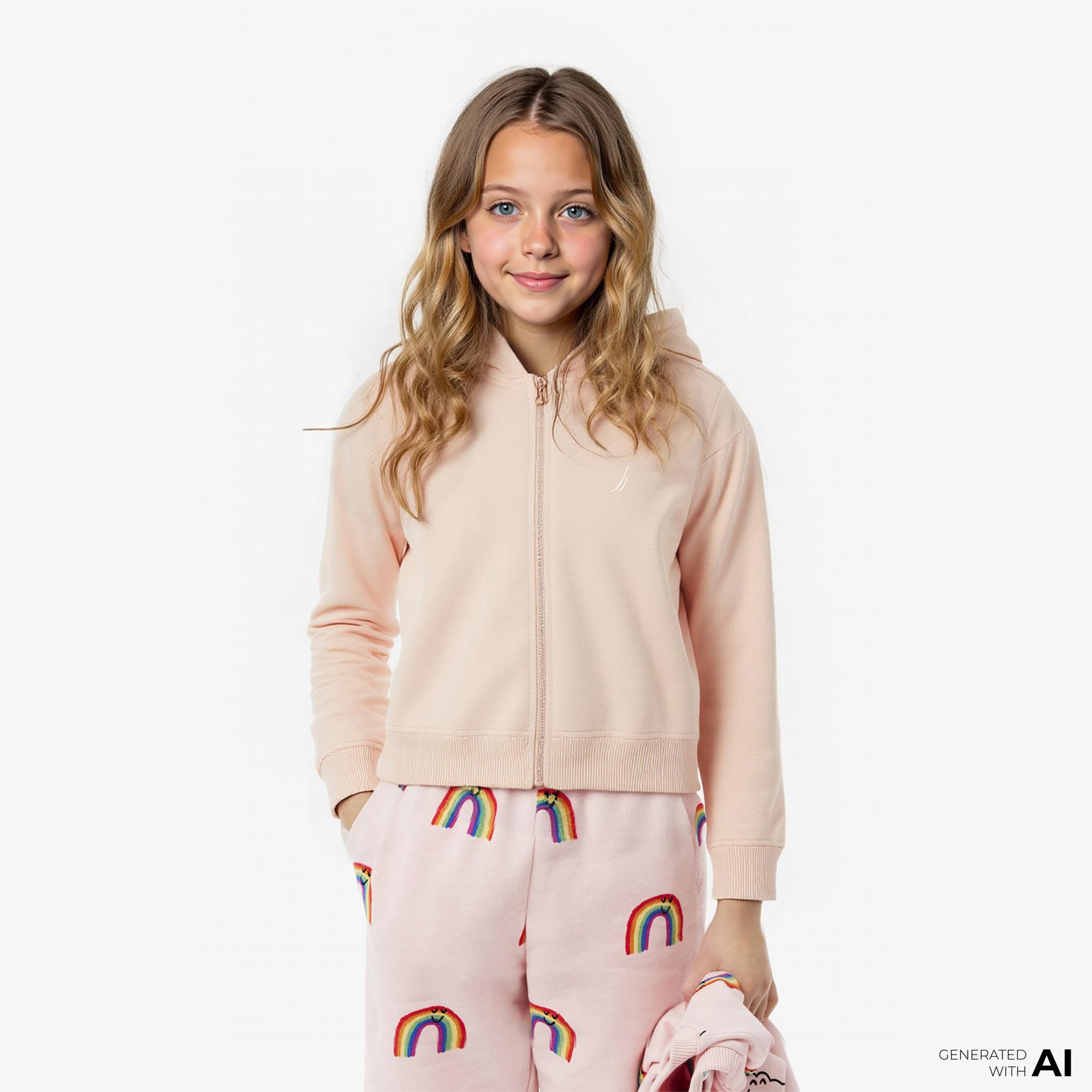 Nautica Kız Çocuk Pembe Standart Fit Kapüşonlu Sweatshirt