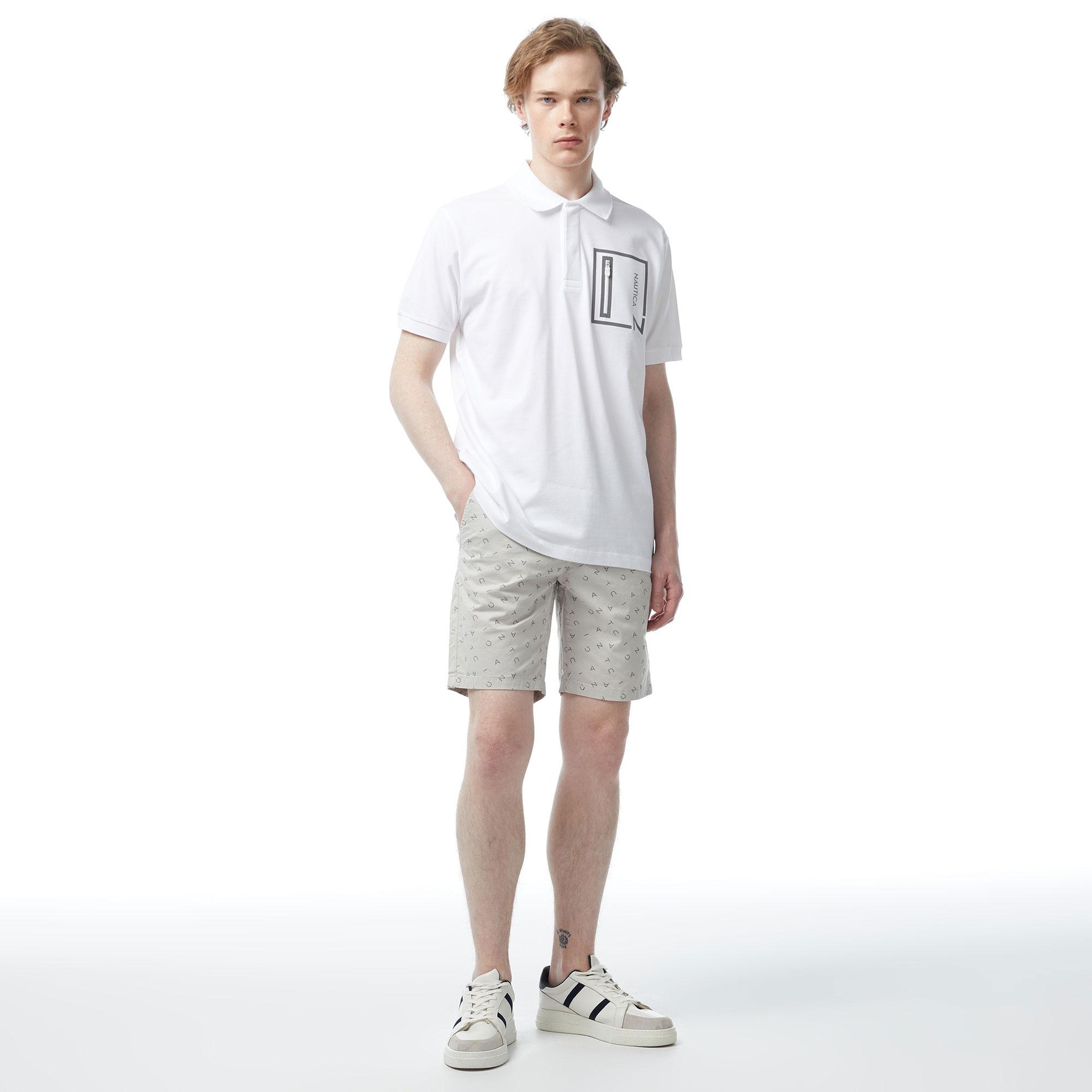 Nautica Erkek Beyaz Classic Fit Kısa Kollu Polo Yaka T-Shirt