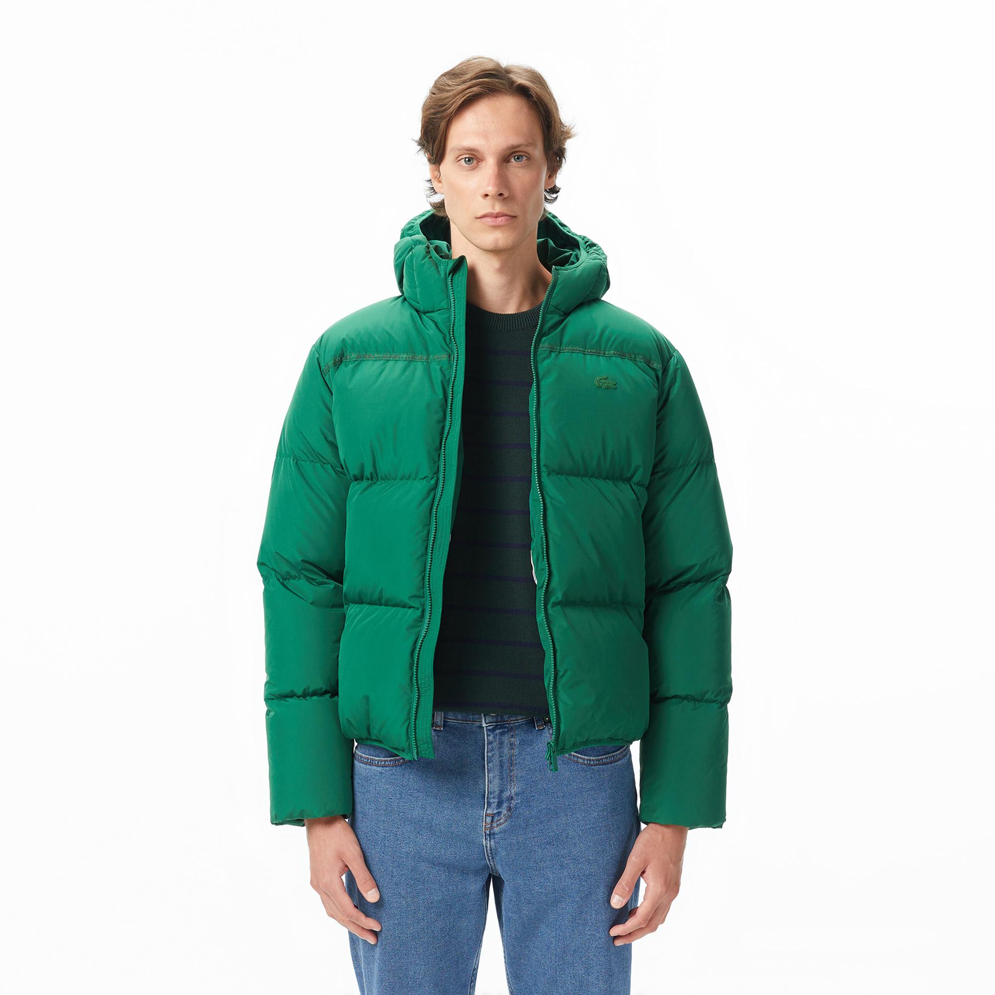 Lacoste Erkek Relaxed Fit Kapüşonlu Yeşil Mont