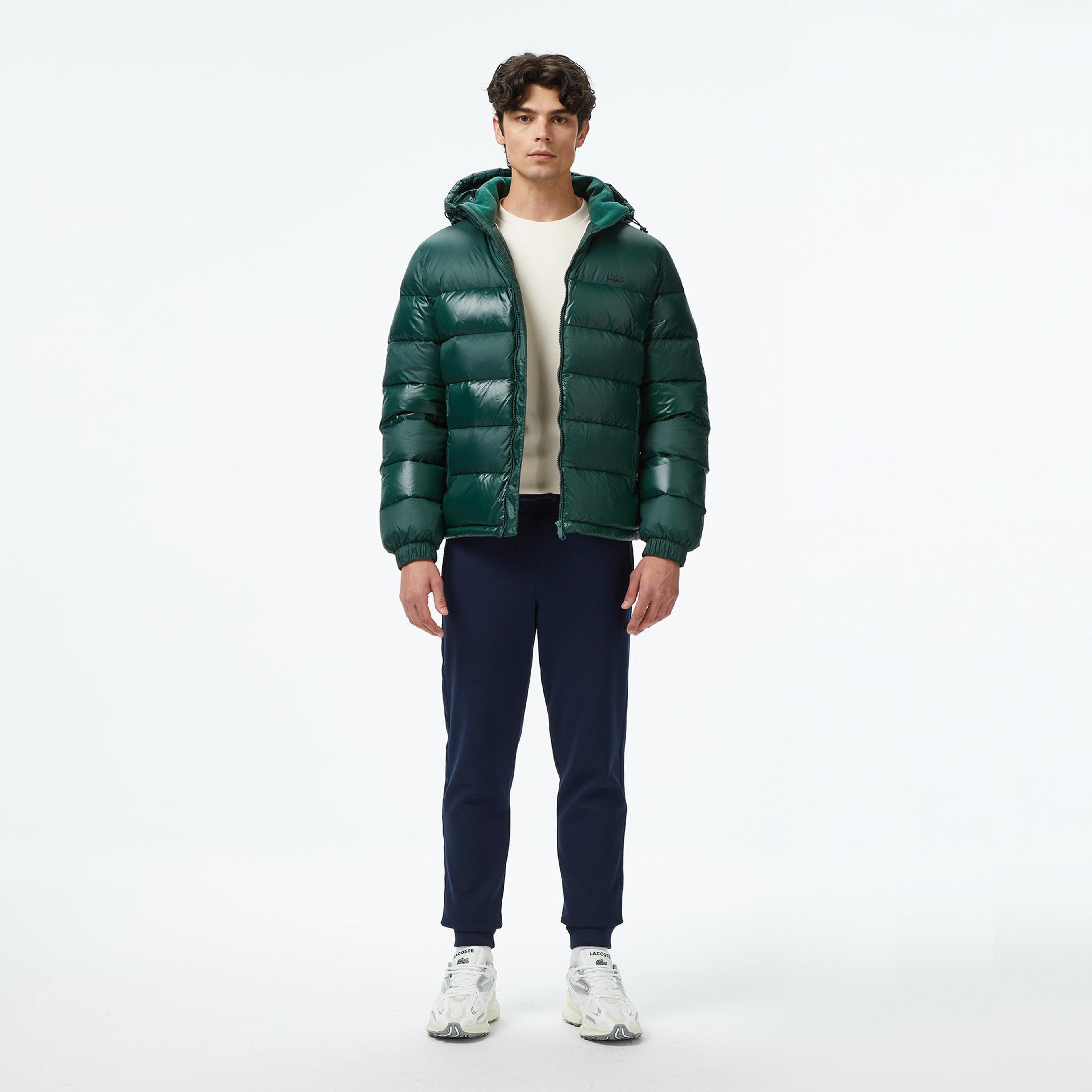 Lacoste Erkek Relaxed Fit Kapüşonlu Koyu Yeşil Mont
