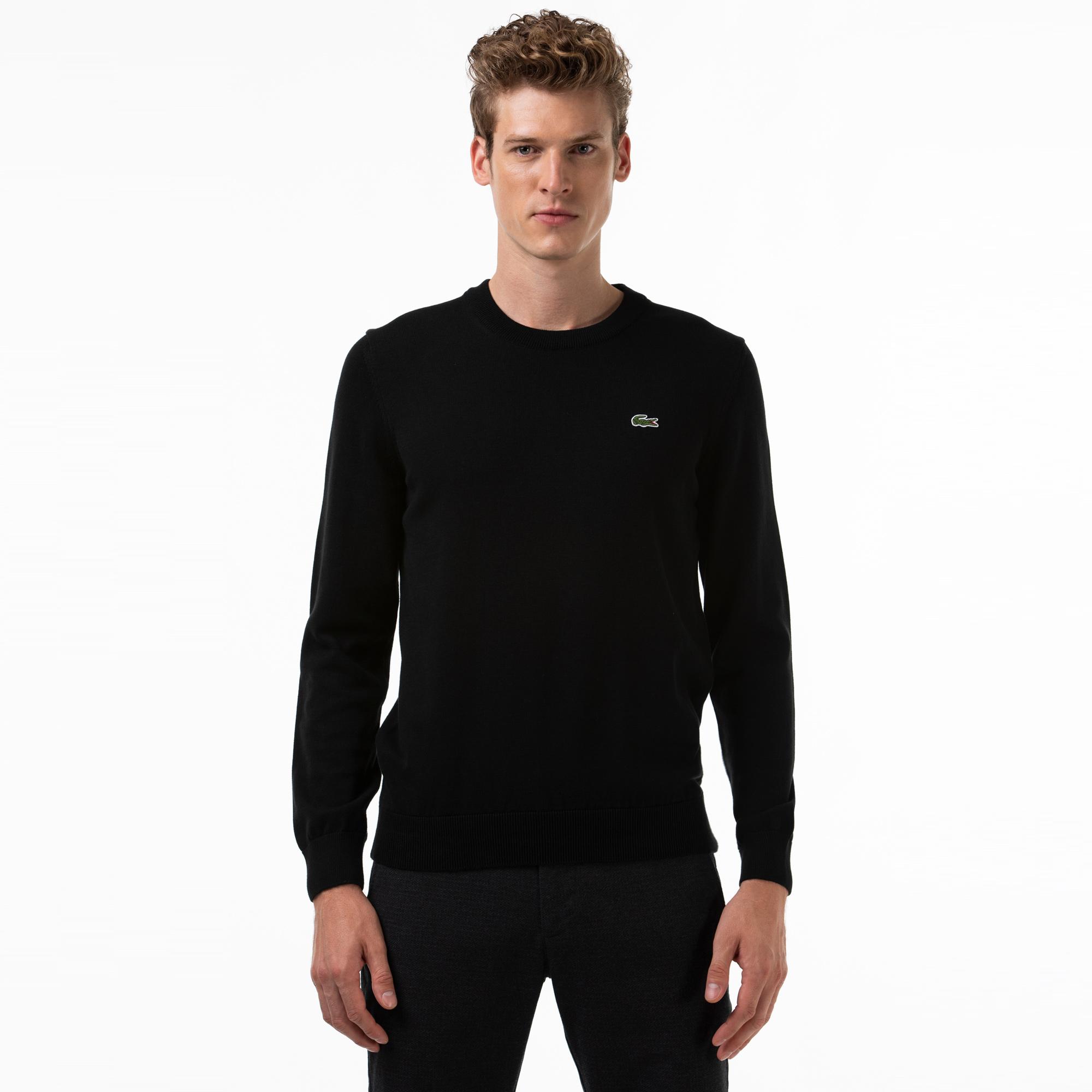 Lacoste Erkek Regular Fit Bisiklet Yaka Siyah Kazak