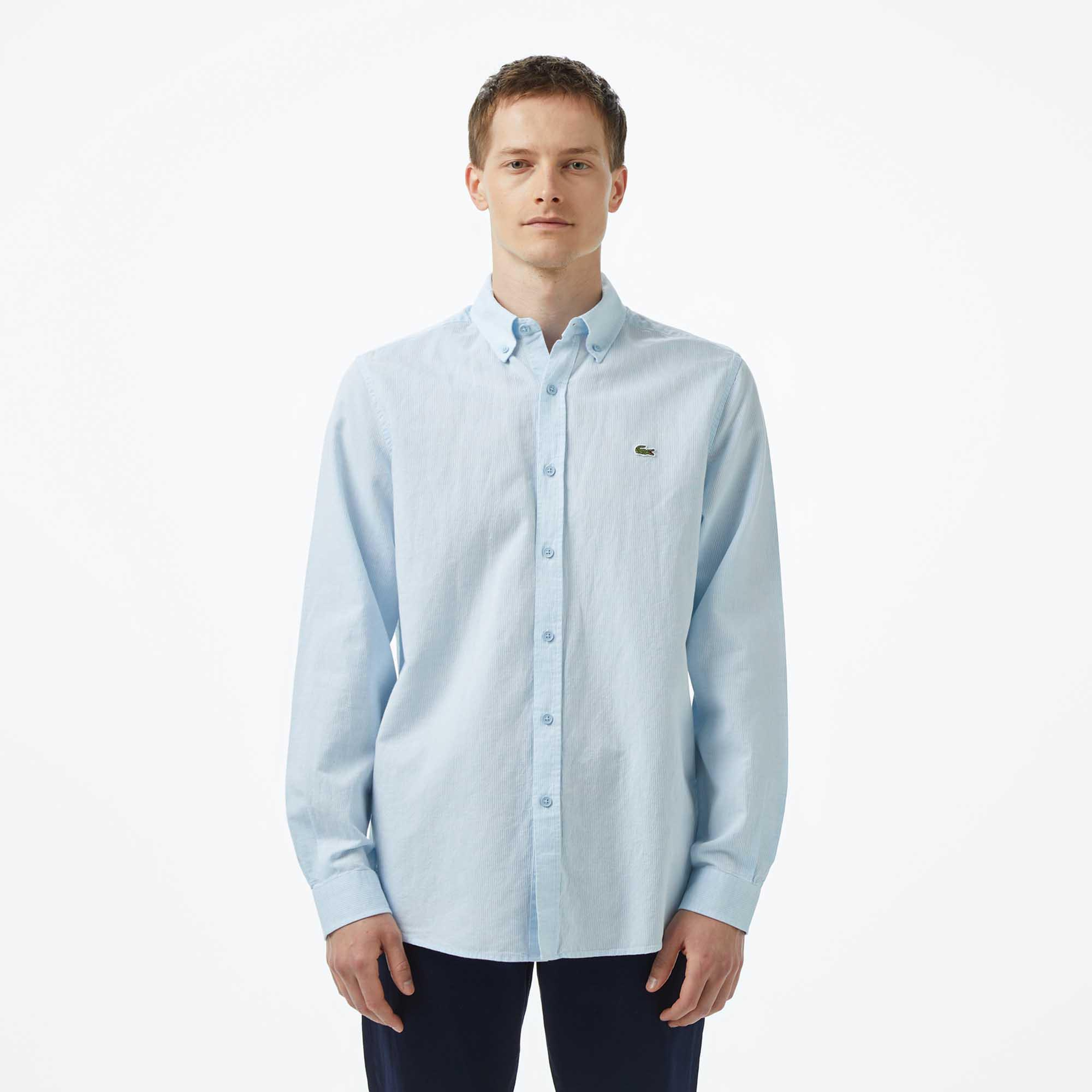 Lacoste Erkek Regular Fit Düğmeli Yaka Mavi Gömlek