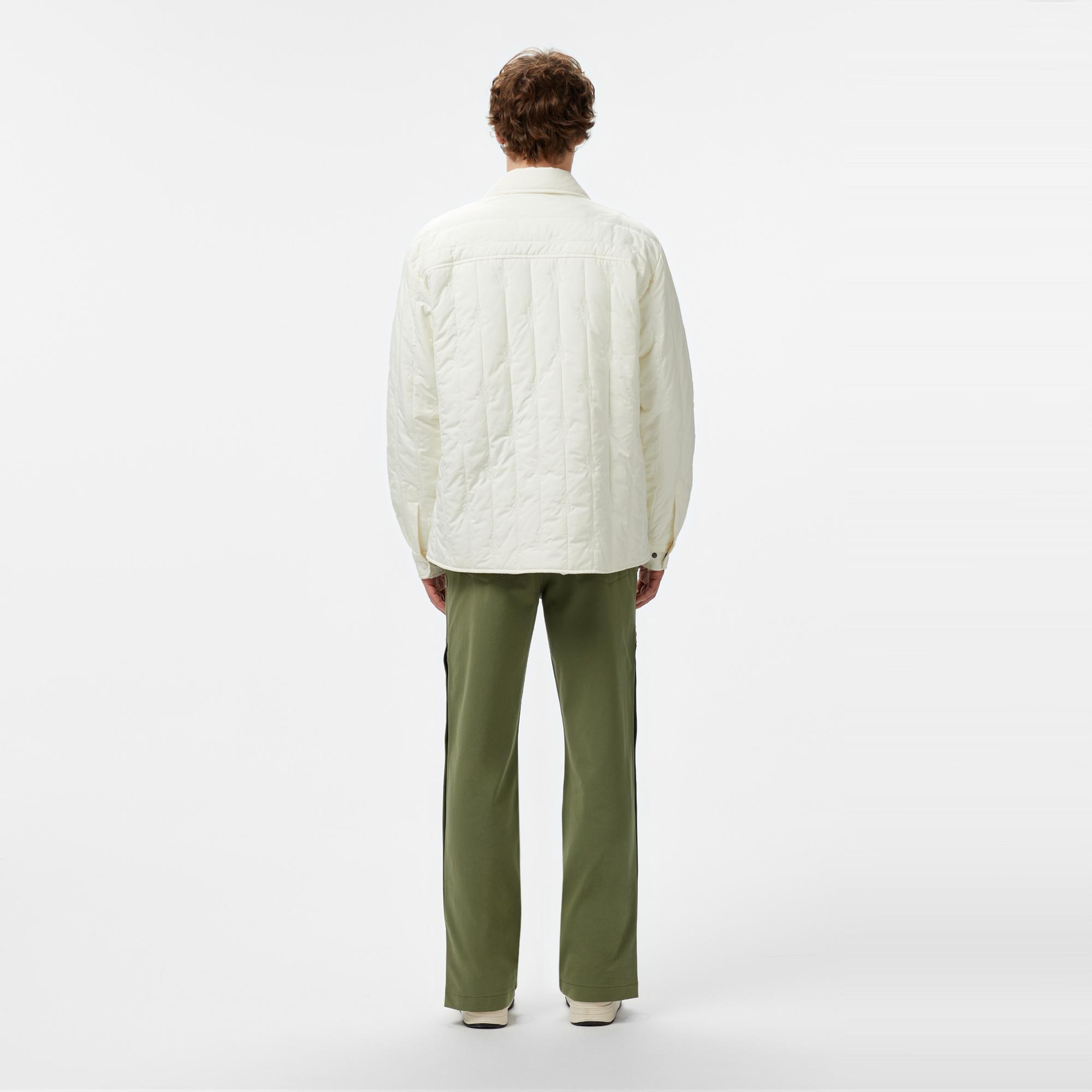 Lacoste Erkek Relaxed Fit Gömlek Yaka Desenli Beyaz Ceket