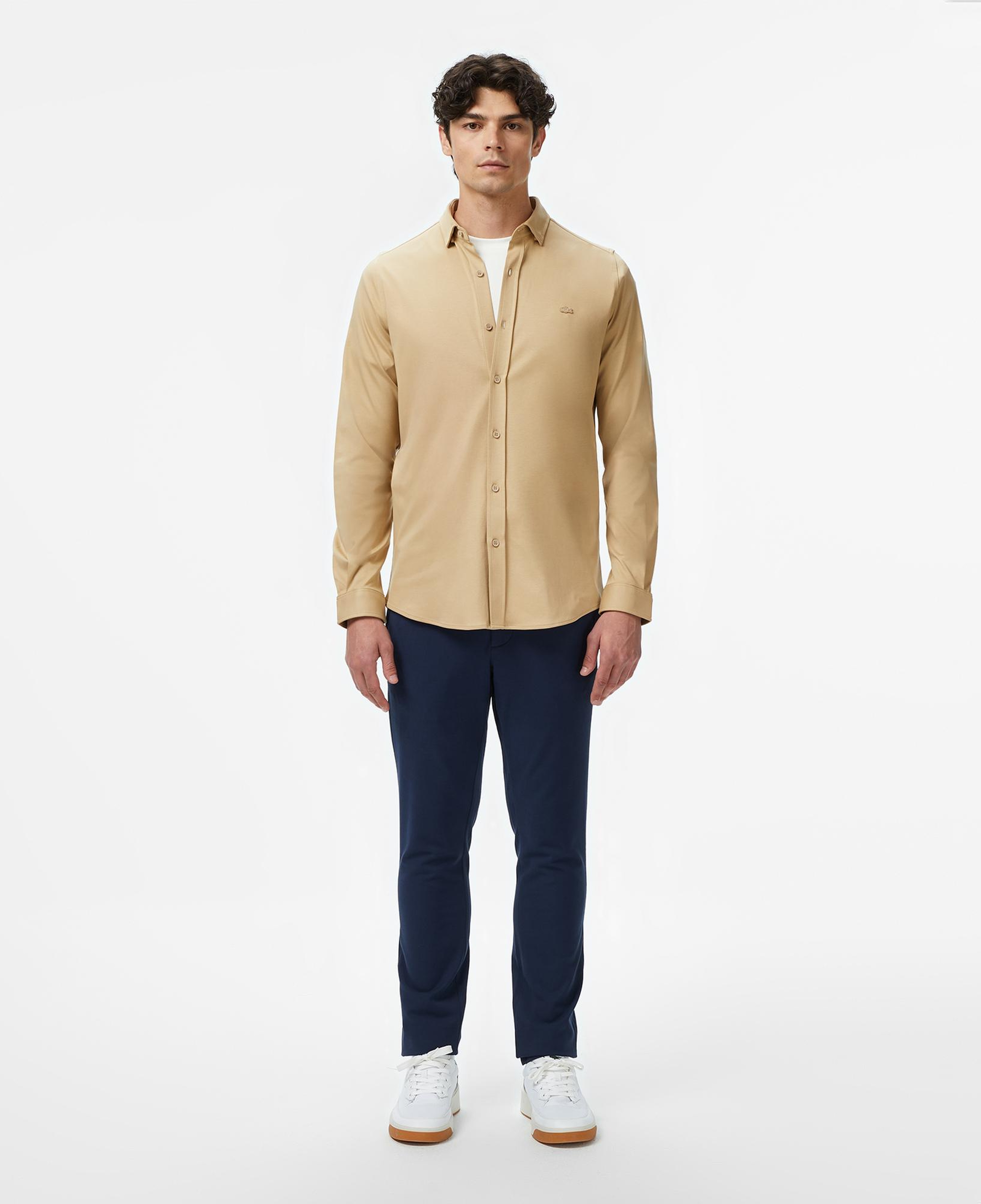 Erkek Slim Fit Bej Gömlek