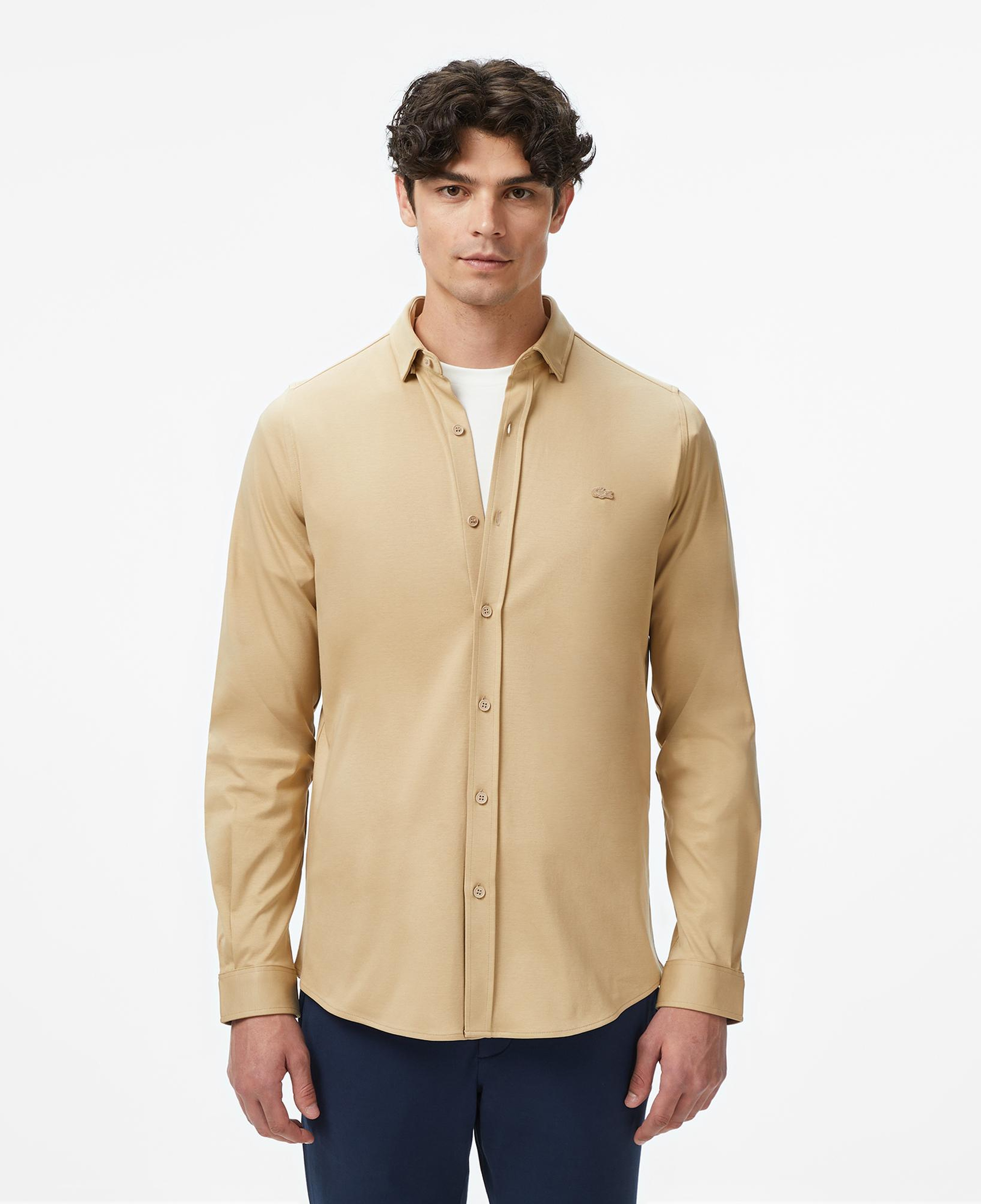 Erkek Slim Fit Bej Gömlek